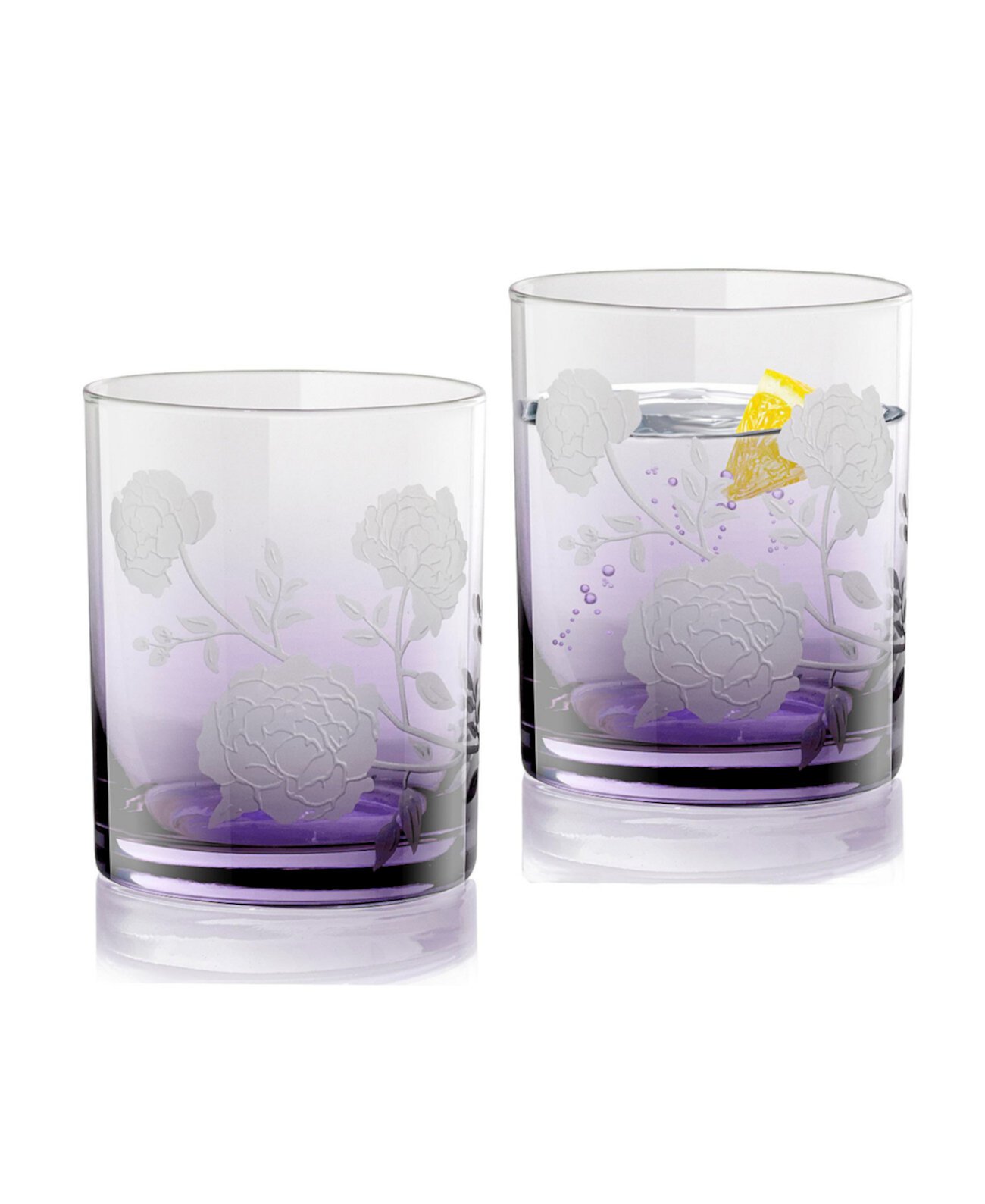 Peony Double Old-Fashioned Glasses, Set of 2 Qualia Glass