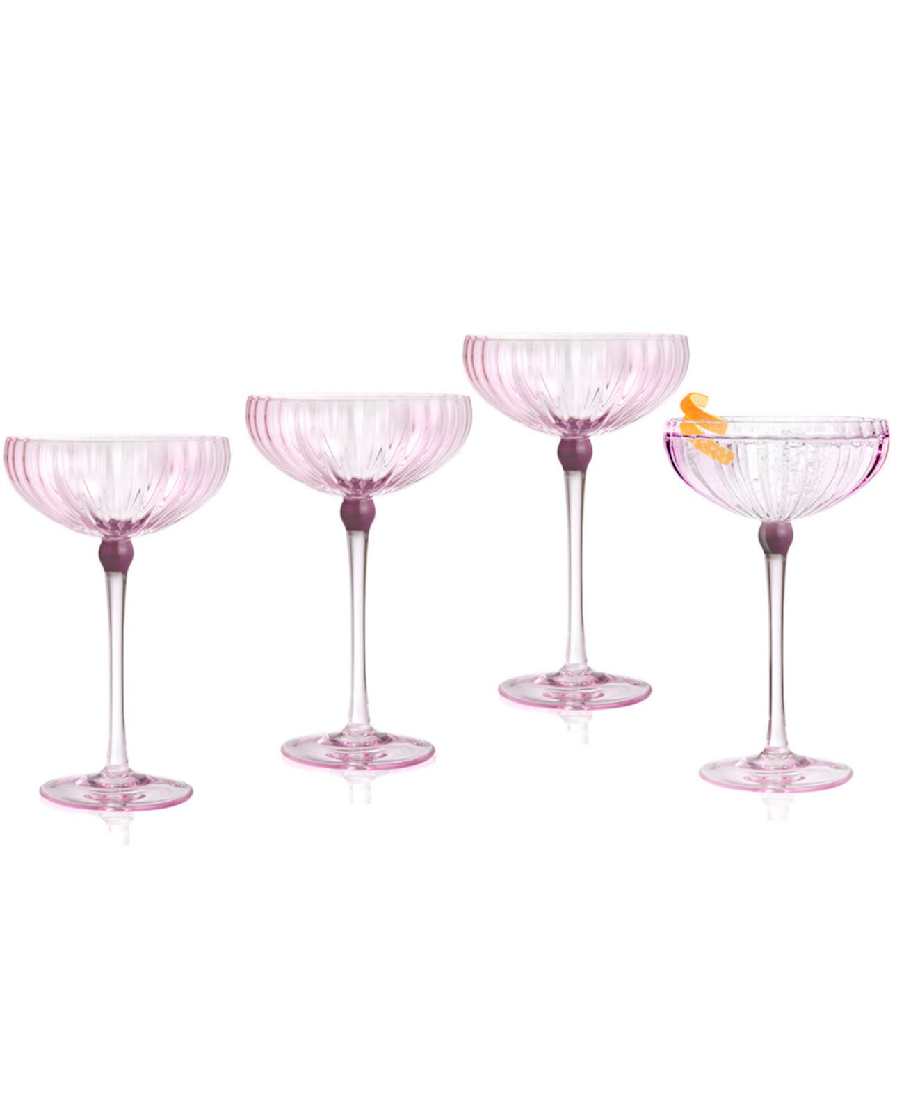 Cranberry Coupes, Set of 4 Qualia Glass