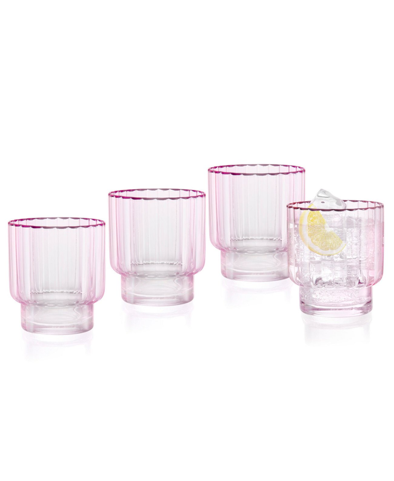 Cranberry Double Old-Fashioned Glasses, Set of 4 Qualia Glass