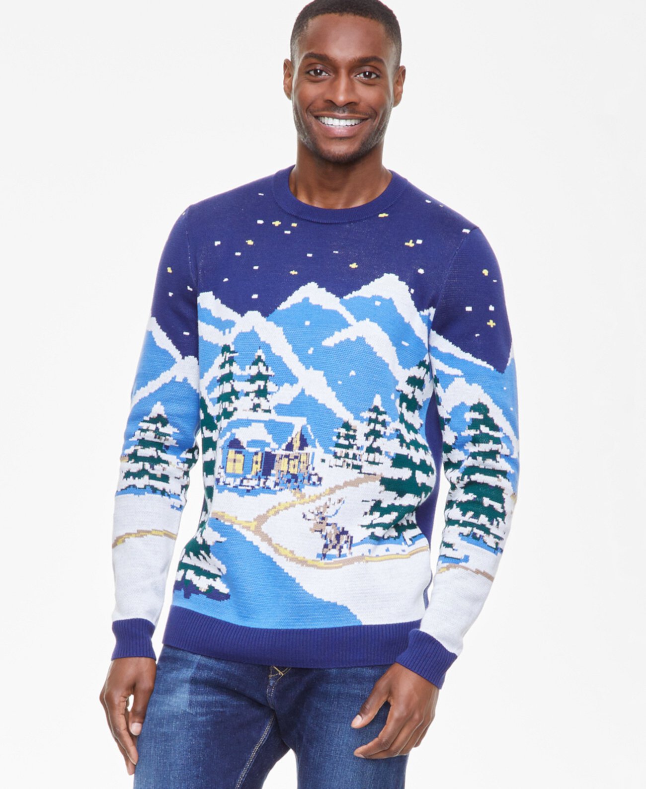 Men's Snowy Town Crewneck Sweater, Created for Macy's Holiday Lane