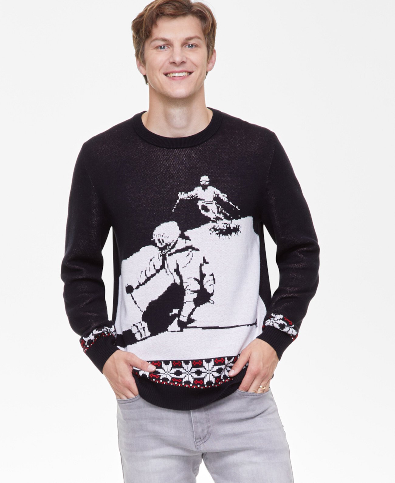 Men's Downhill-Skiing Graphic Sweater, Created for Macy's Holiday Lane