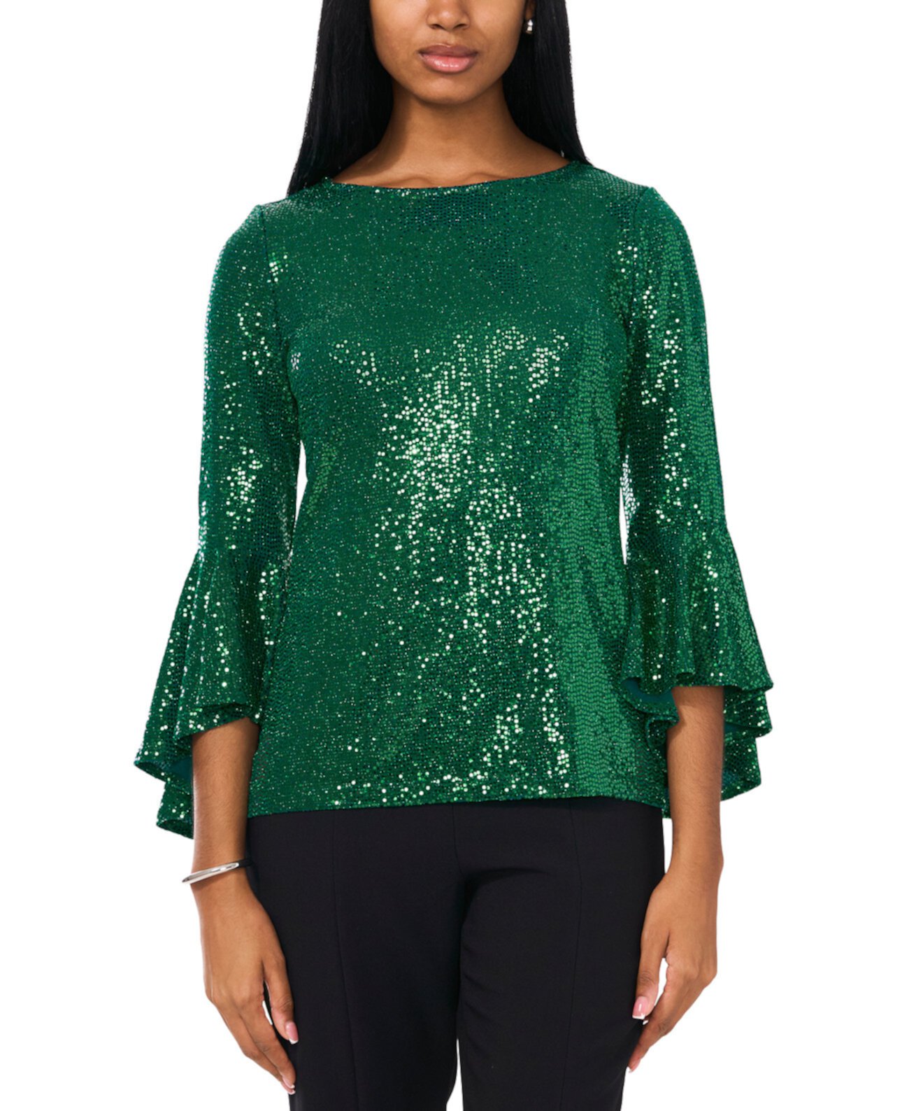 Женская Блузка MSK Petite Sequined Bell-Sleeve Top MSK