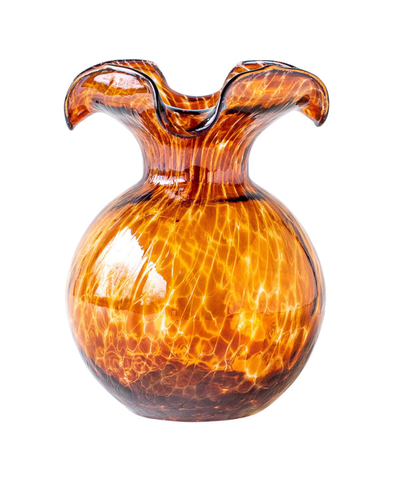 Hibiscus Glass Tortoiseshell Small Fluted Vase VIETRI