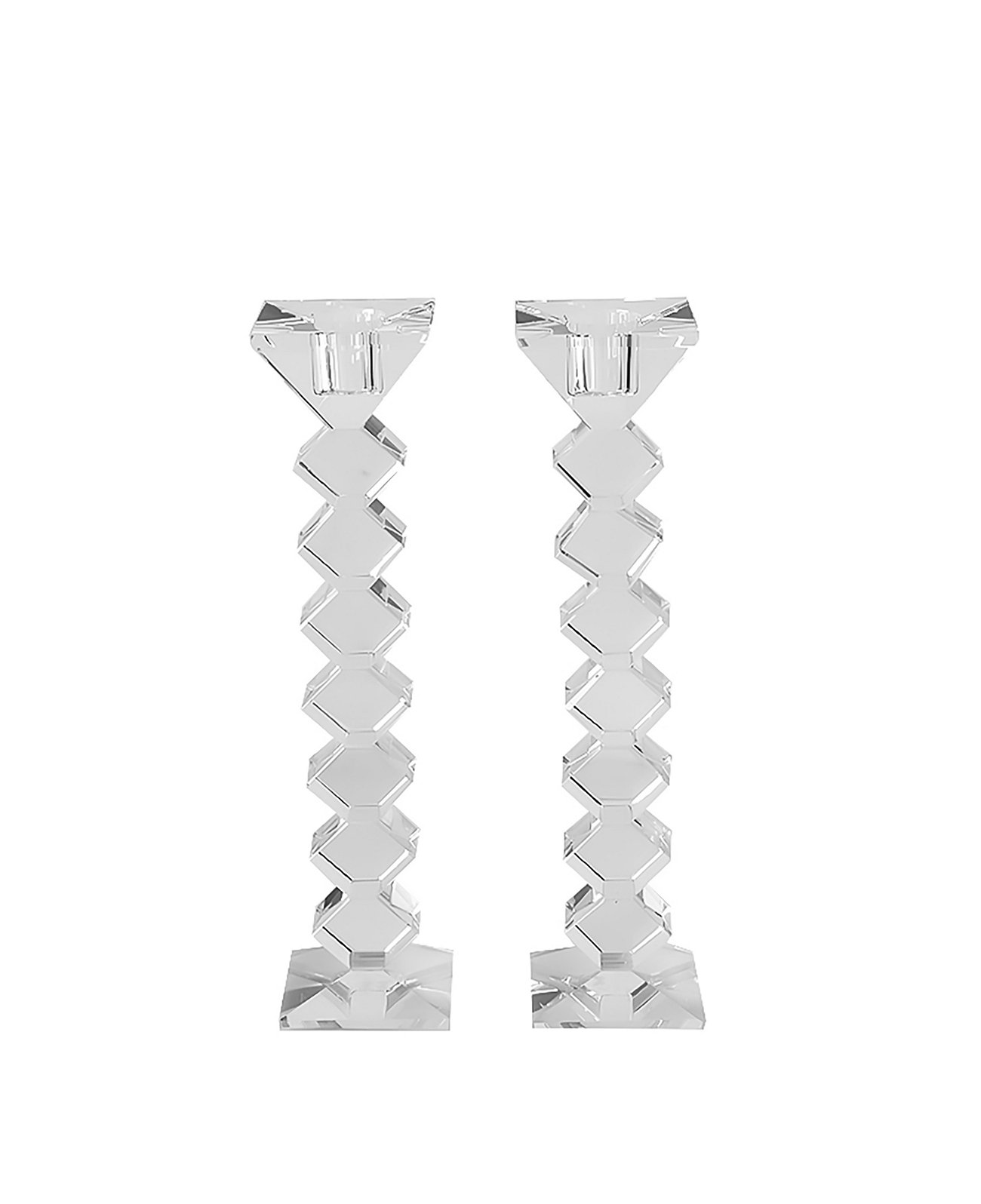 8" Zig Zag Crystal Candlesticks, Set of 2 Lainy Home