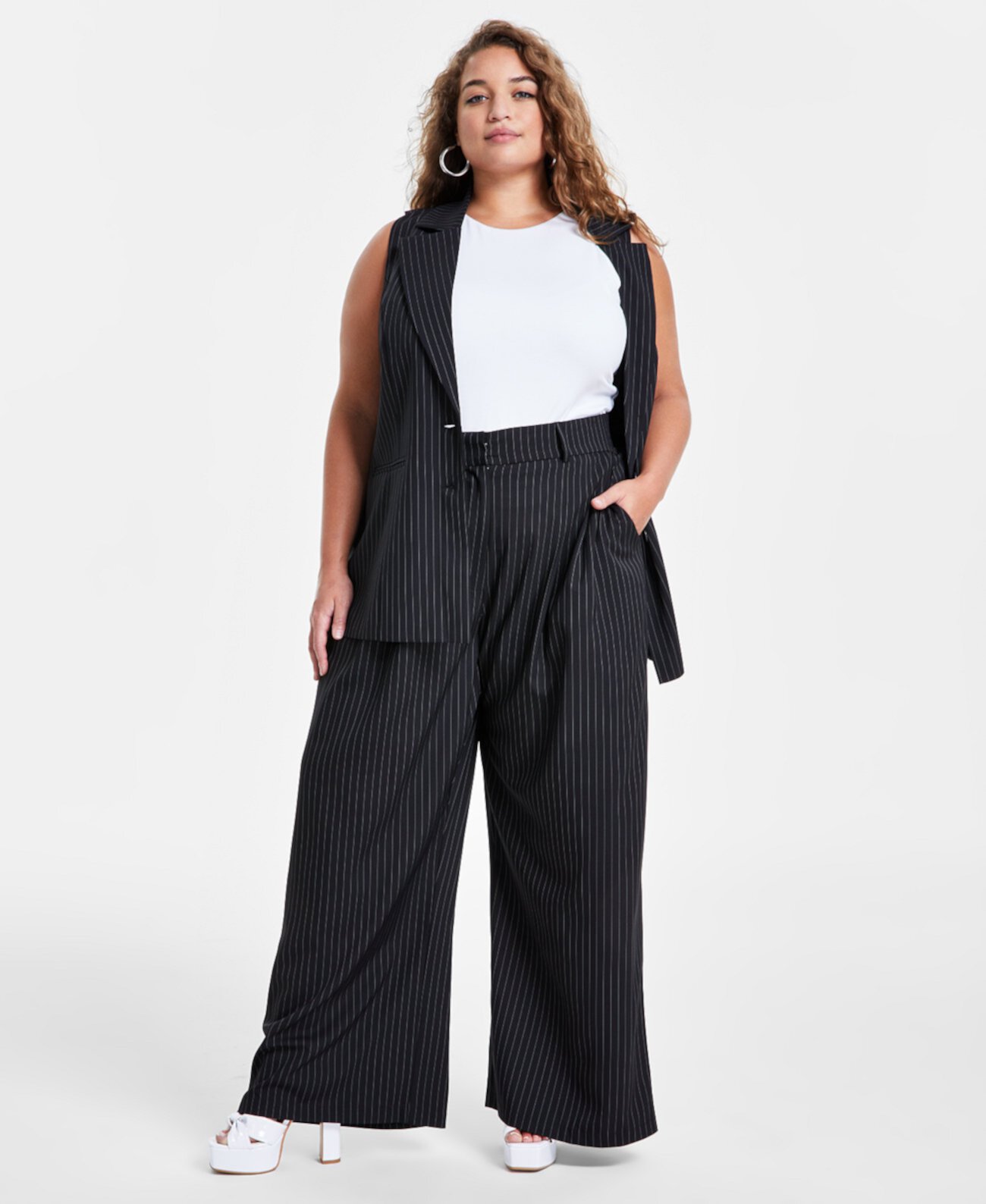 Женские Классические брюки Bar III Trendy Plus Size с полоской Bar III