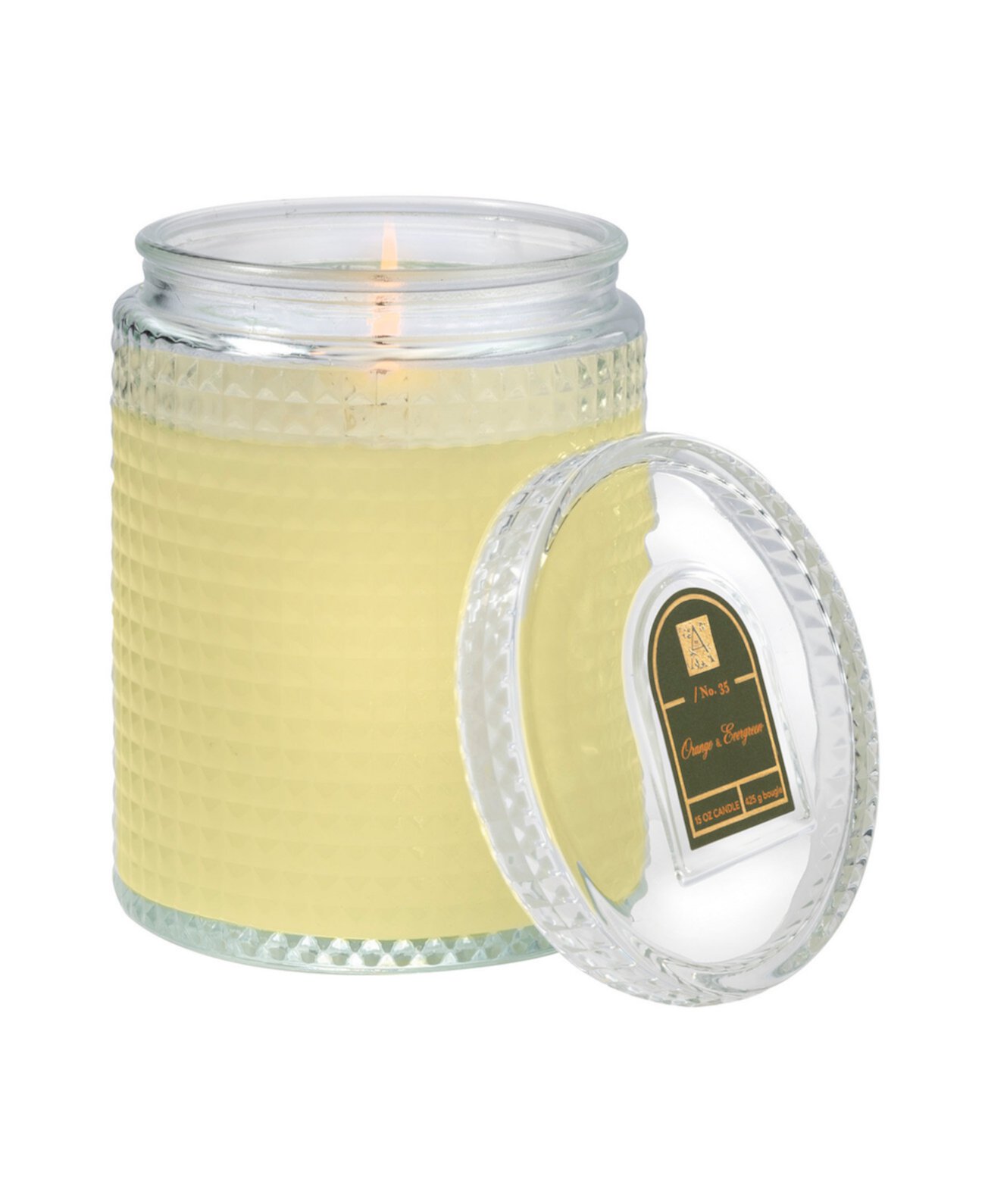 Orange and Evergreen Textured Glass Candle,15oz Aromatique