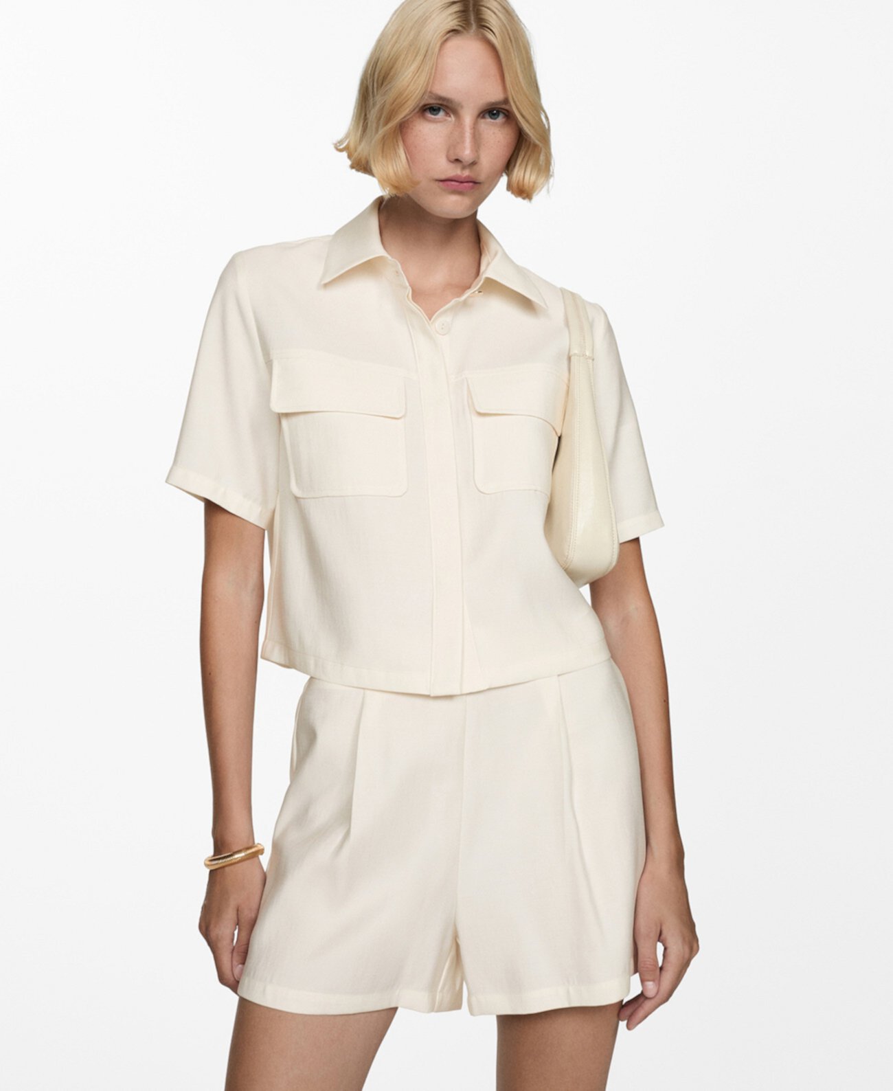 Women's Pockets Detail Short Sleeve Shirt MANGO