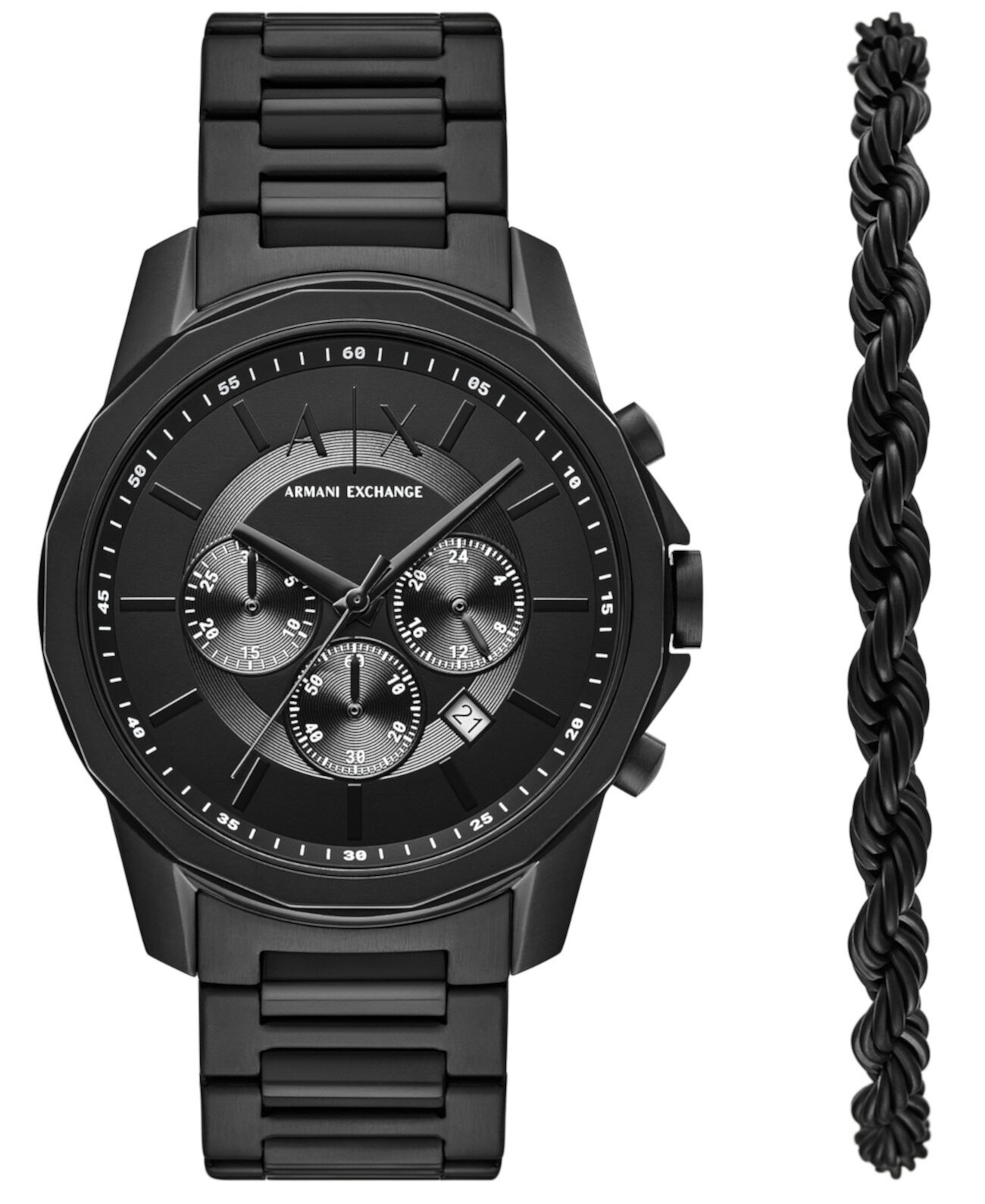 Смарт часы Armani Men's Quartz Chronograph Black Stainless Steel 44mm Armani