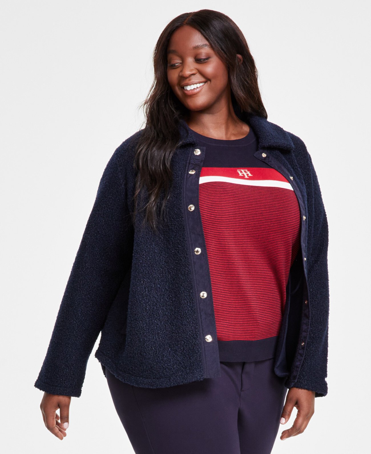 Женская Повседневная куртка Tommy Hilfiger Plus Size Sherpa Tommy Hilfiger