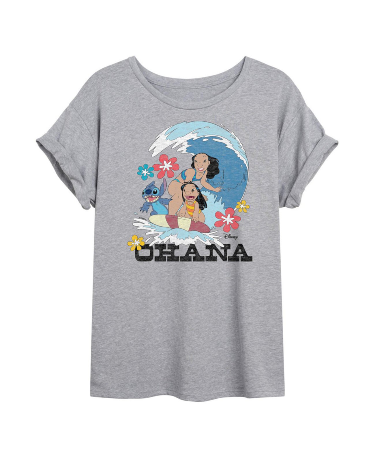 Детская Футболка Hybrid Apparel Trendy Juniors Lilo Stitch Ohana Graphic Oversized Tee Hybrid Apparel