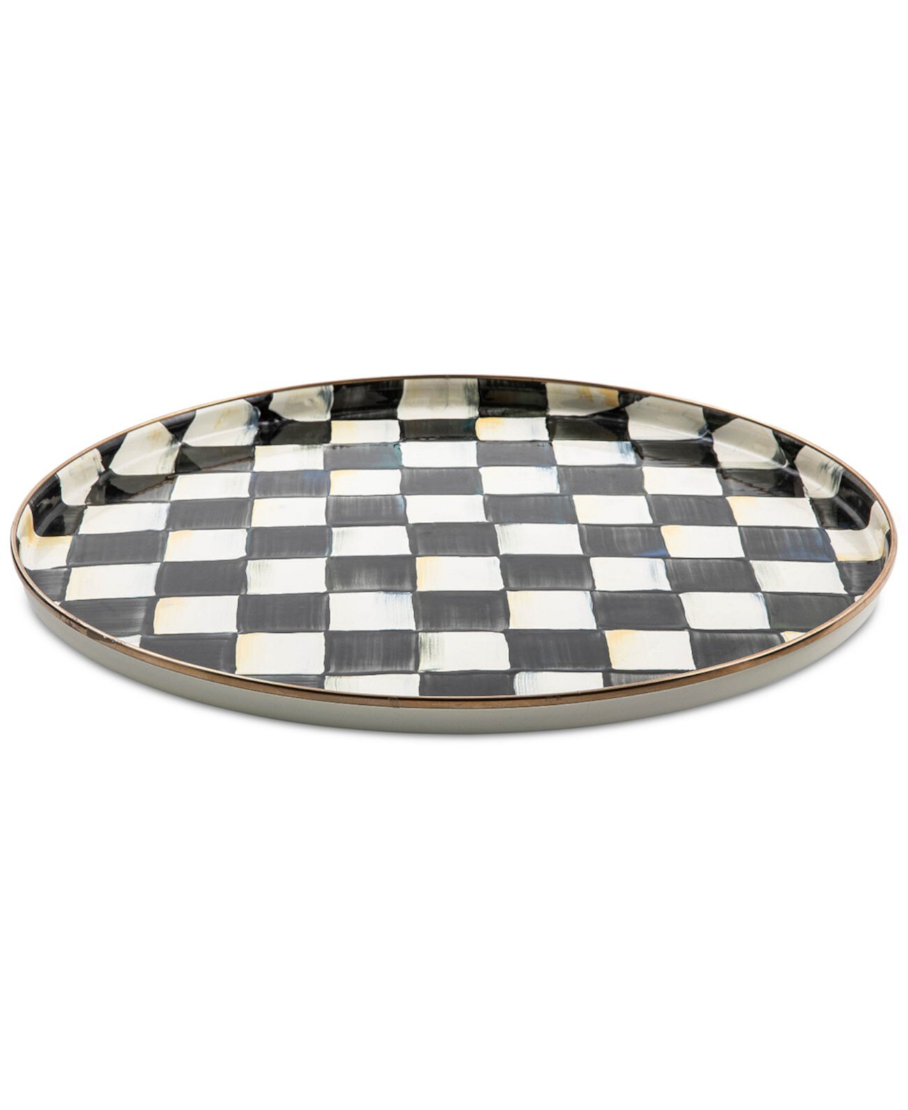 Enameled Steel Courtly Check Round Tray MacKenzie-Childs