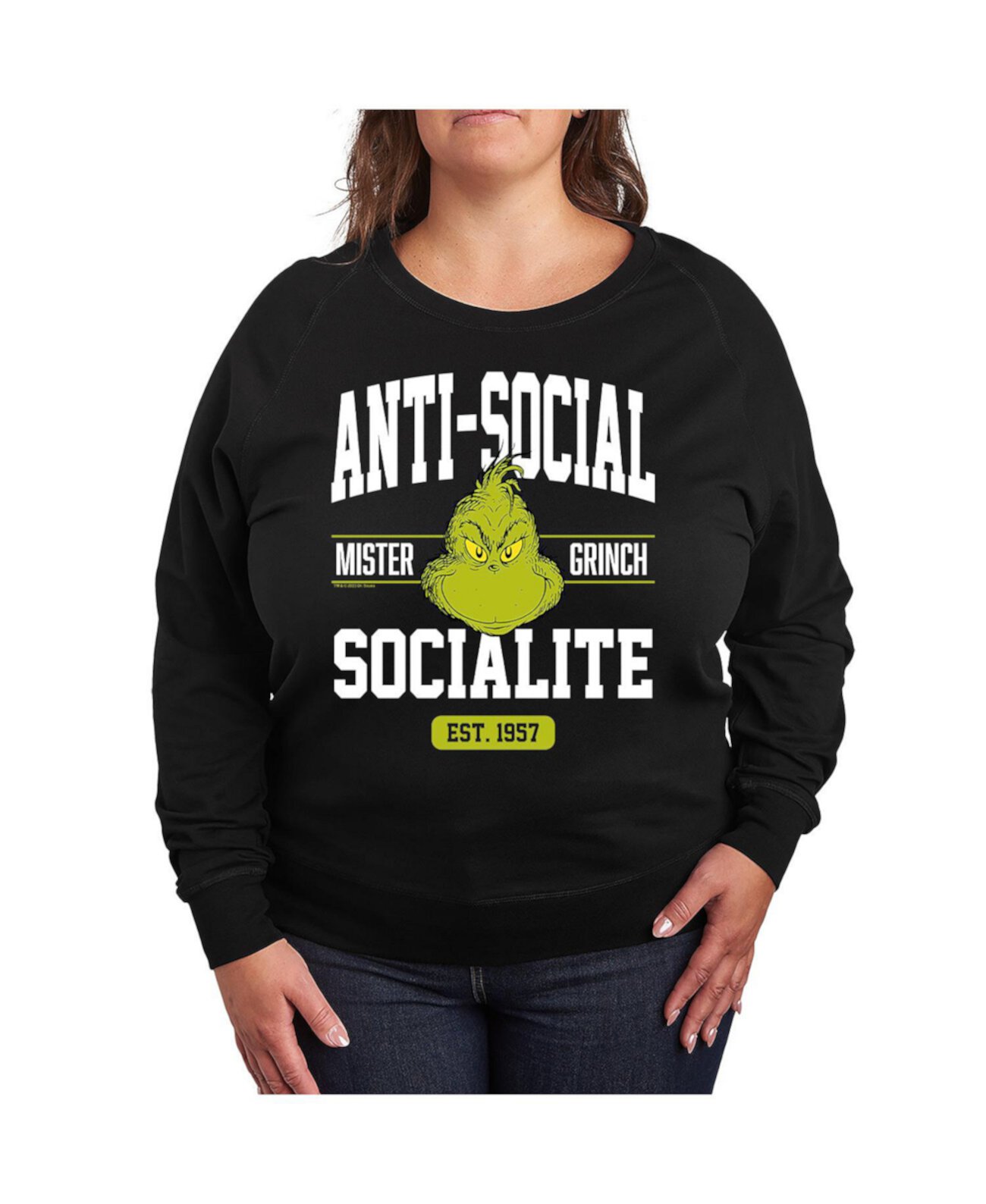 Женская Футболка Hybrid Apparel Trendy Plus Size Grinch Anti-Social Hybrid Apparel