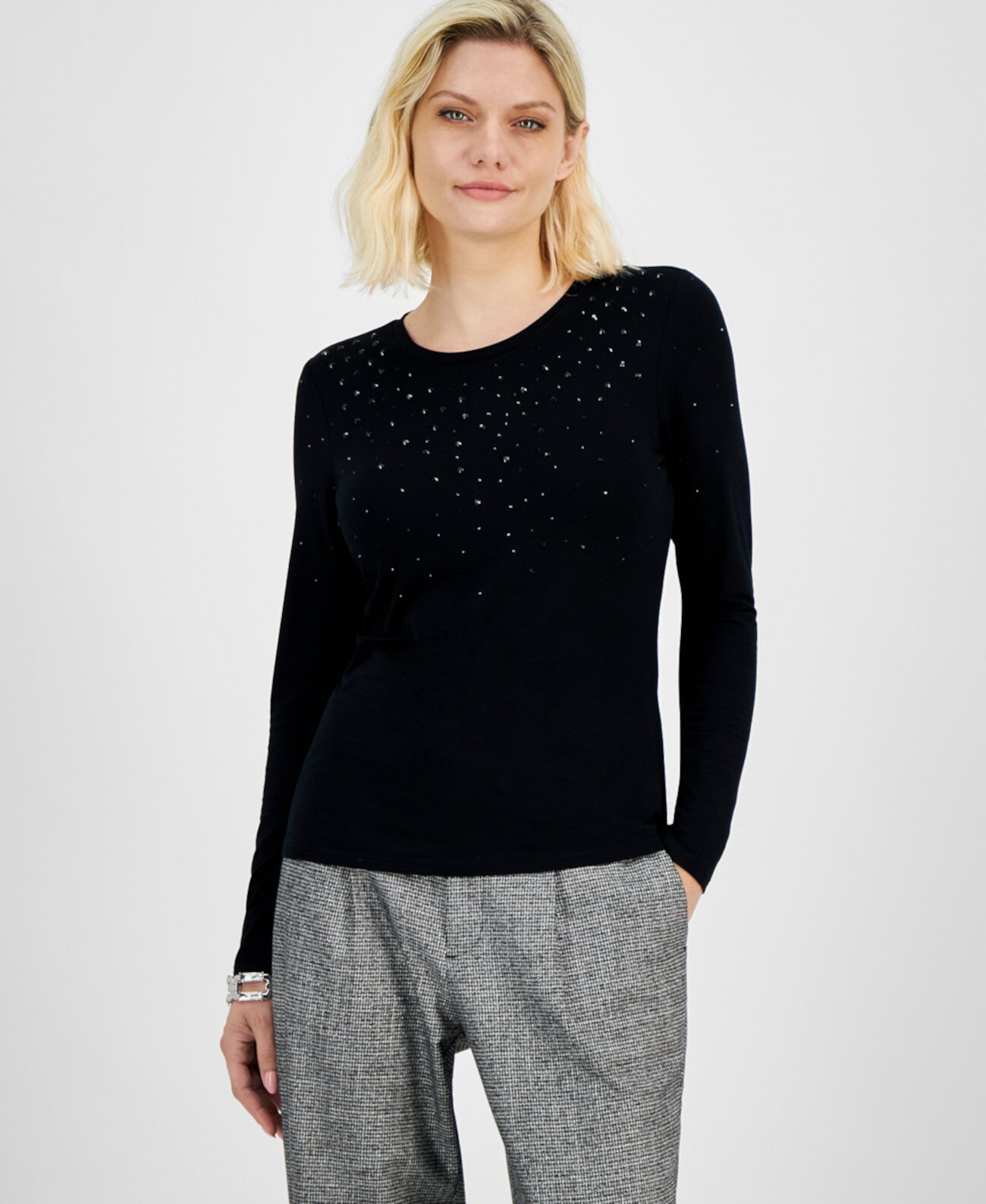 Petite Rhinestone Top, Created for Macy's I.N.C. International Concepts