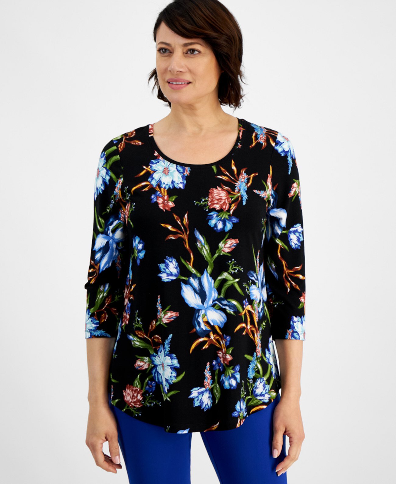 Women's Botanical Whisp Scoop-Neck Blouse, Created for Macy's J&M Collection