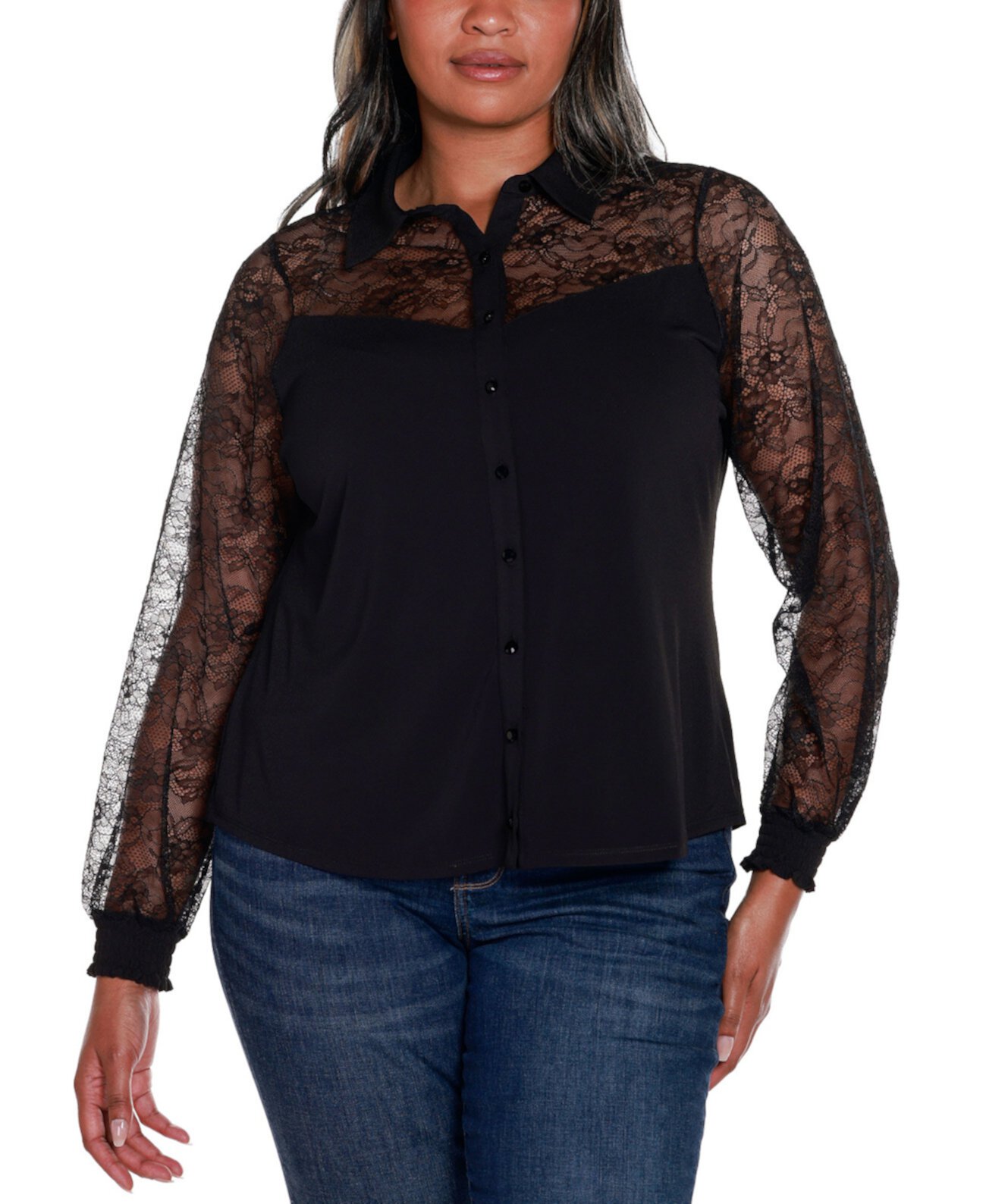 Женская Блузка Belldini Black Label Plus Size с Вставками Из Кружева Belldini