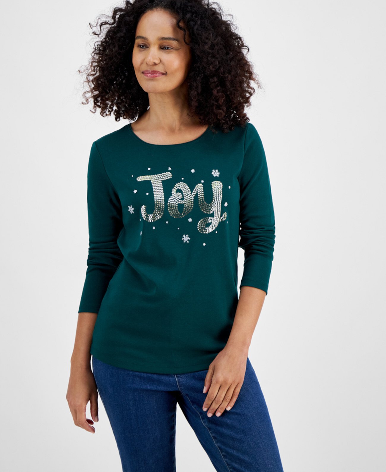 Women's Joy Shine Long-Sleeve Top, Created for Macy's Holiday Lane