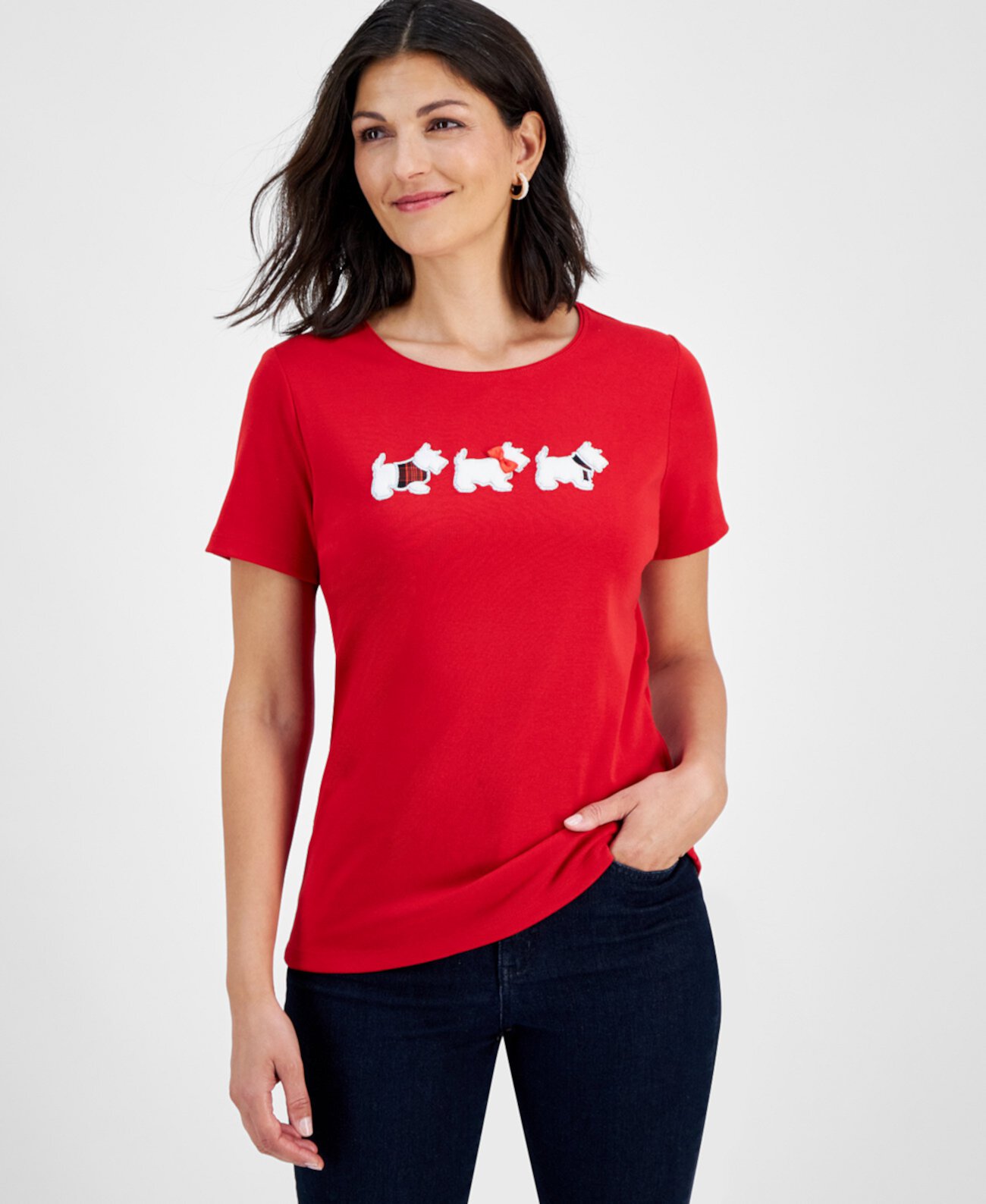 Women's Scottie Walk Short-Sleeve Top, Created for Macy's Holiday Lane