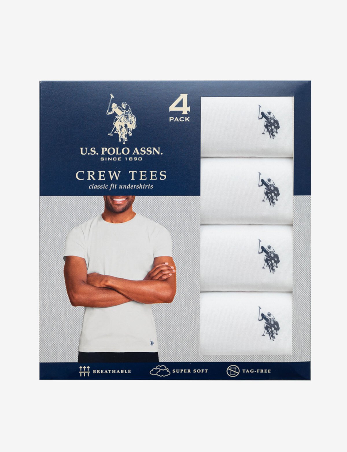 Мужские Базовые майки и топы U.S. POLO ASSN. 4 PACK CREW NECK T-SHIRTS U.S. POLO ASSN.