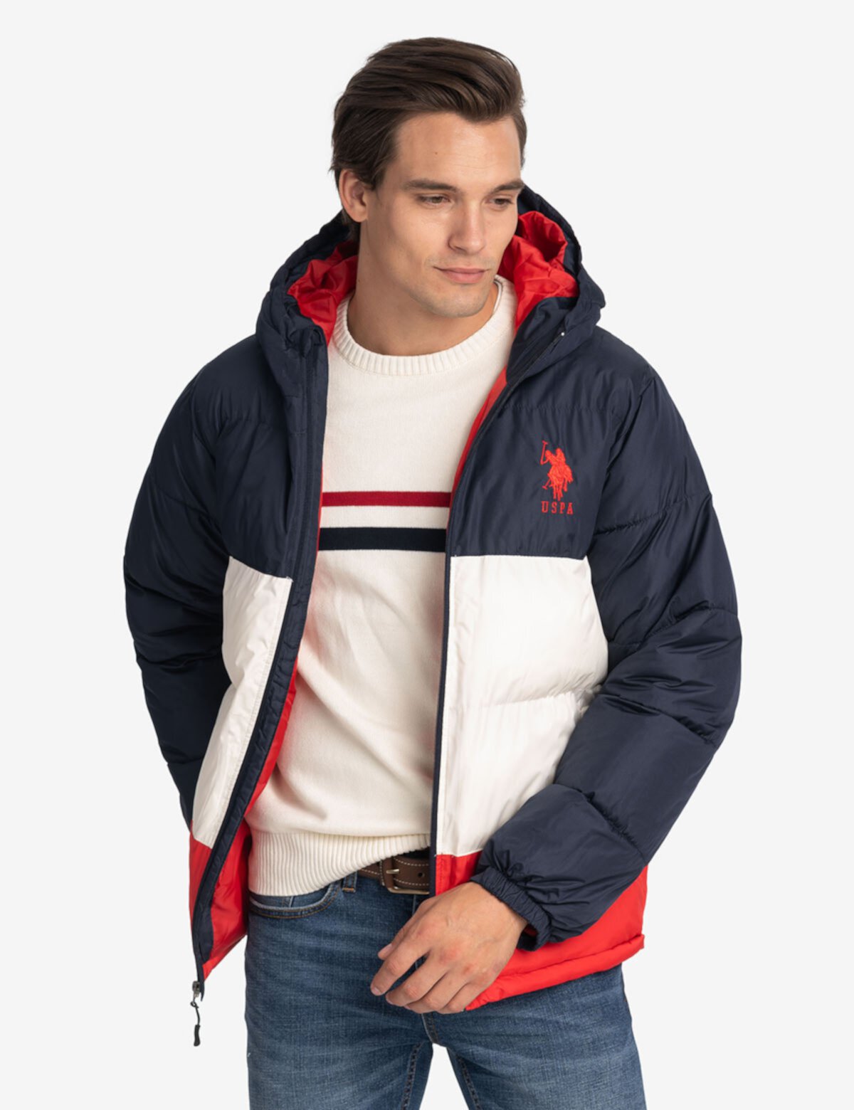 Мужская Повседневная куртка U.S. POLO ASSN. BIG LOGO TRI COLOR QUILTED U.S. POLO ASSN.