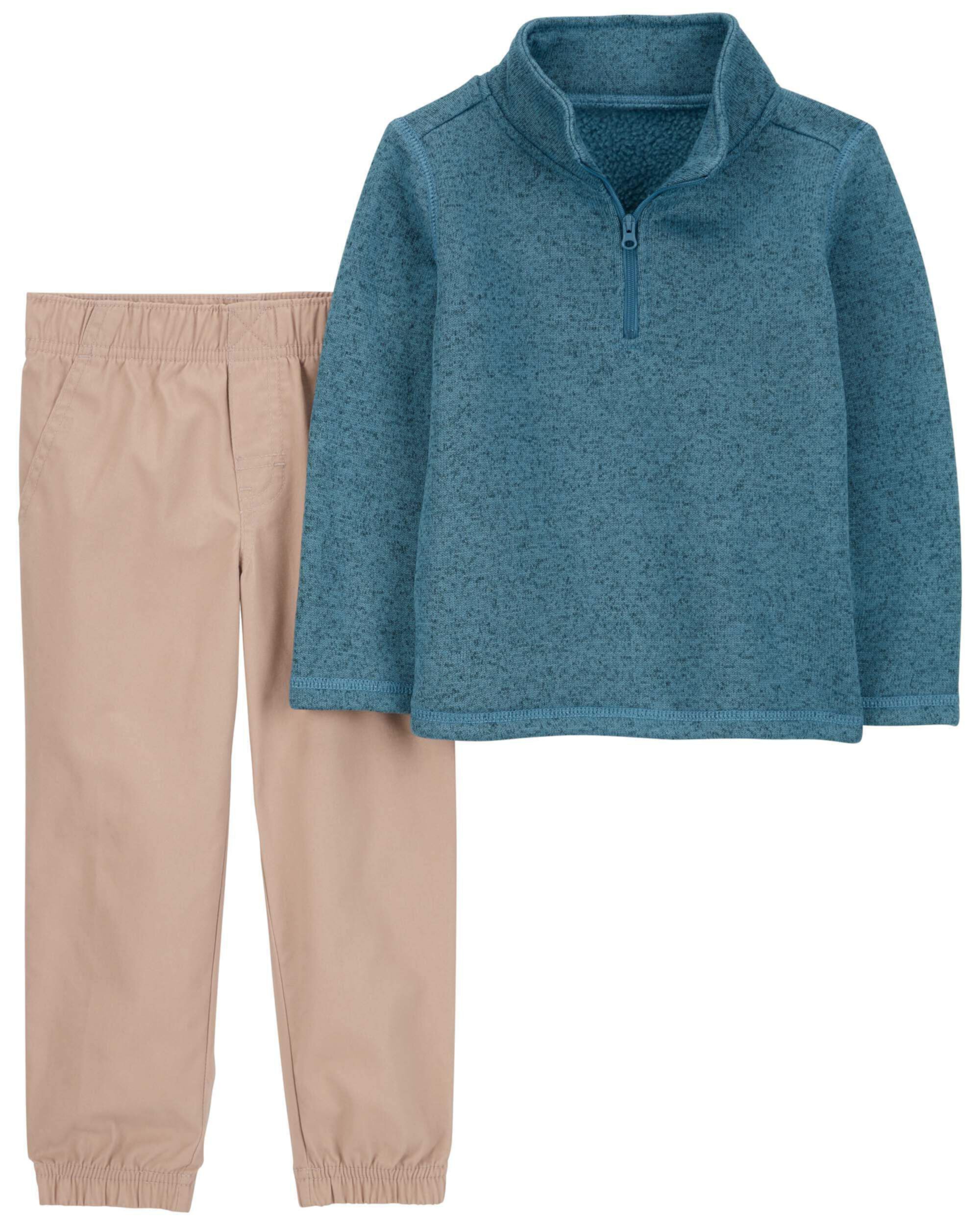 Детский Комплект Одежды Carter's Baby 2-Piece Sherpa Quarter Zip Pullover & Canvas Pant Set Carter's