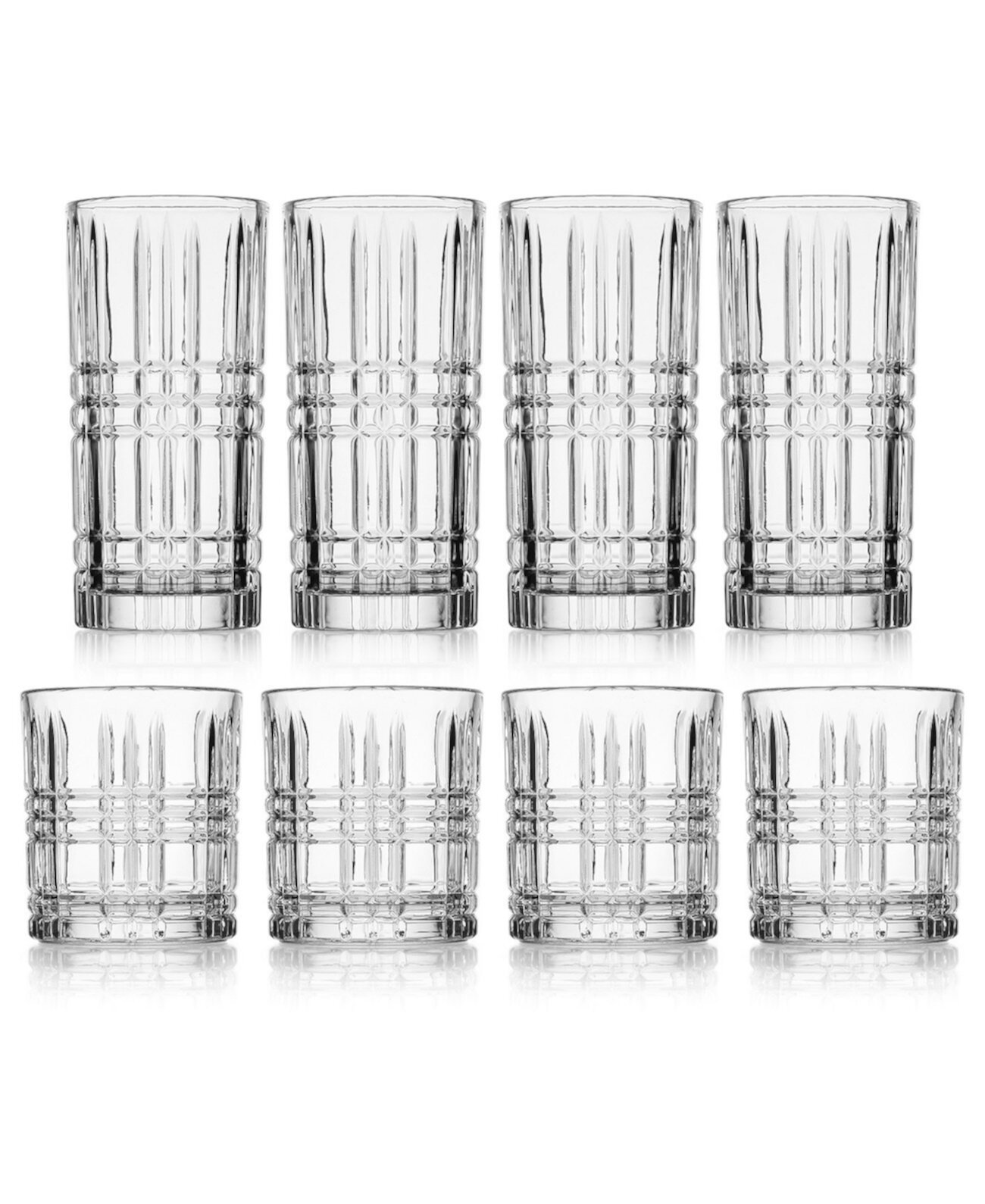 Set of 4 Double Old Fashioned Glasses and 4 Highballs Glasses Godinger