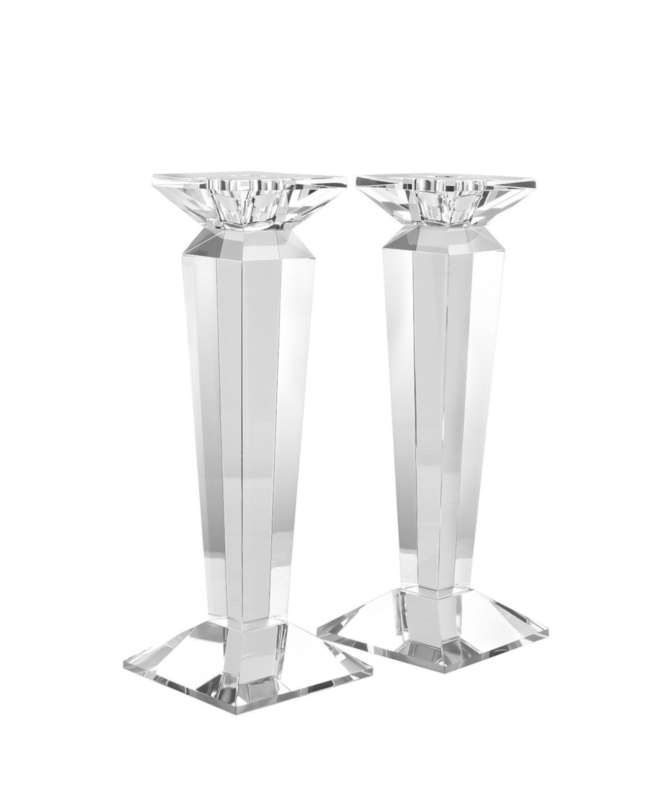 Pair of 1" Sleek Solid Crystal Candlesticks, Set of 2 Lainy Home