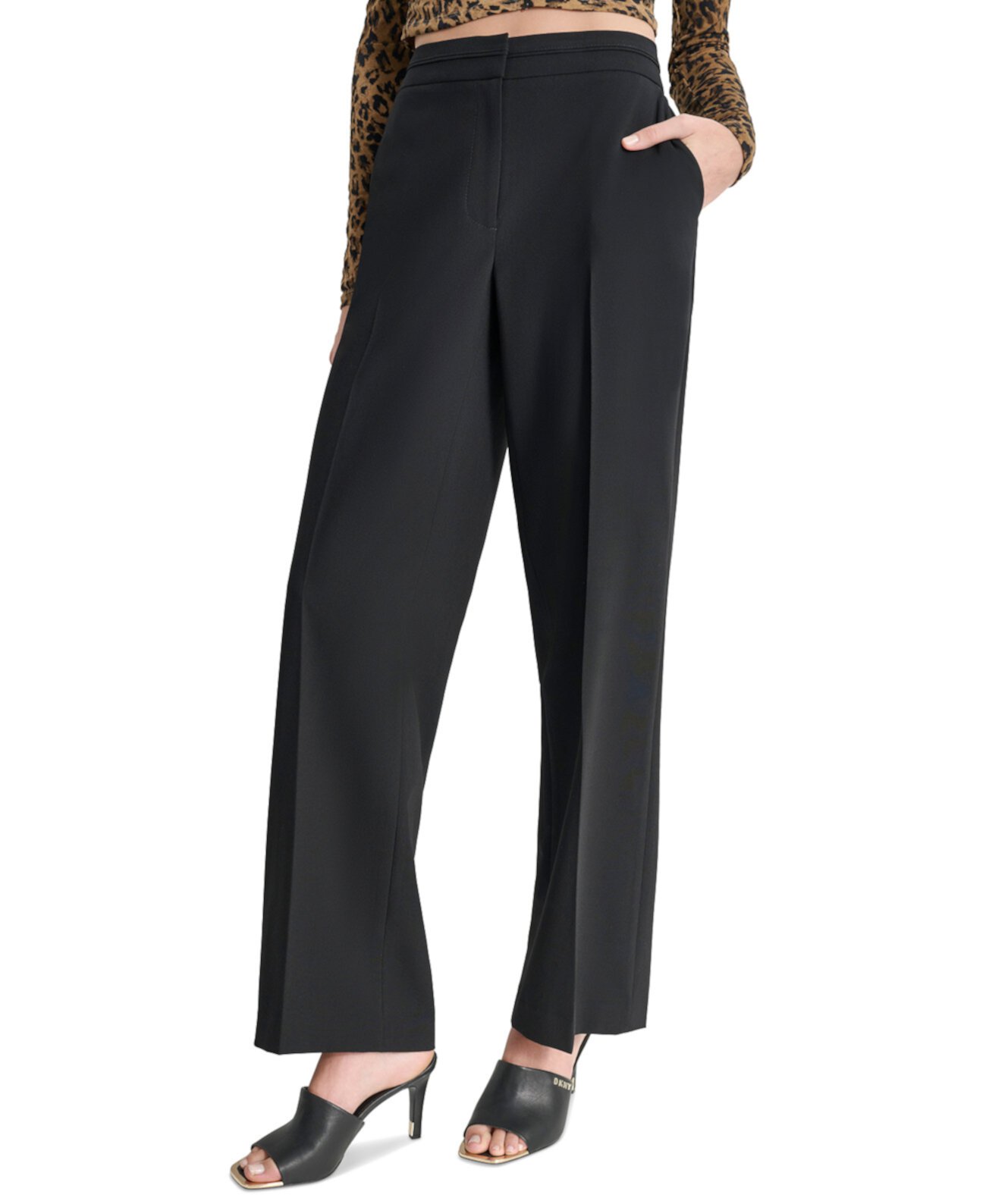 Женские Классические брюки DKNY Petite Seamed Waistband Wide-Leg Pants DKNY