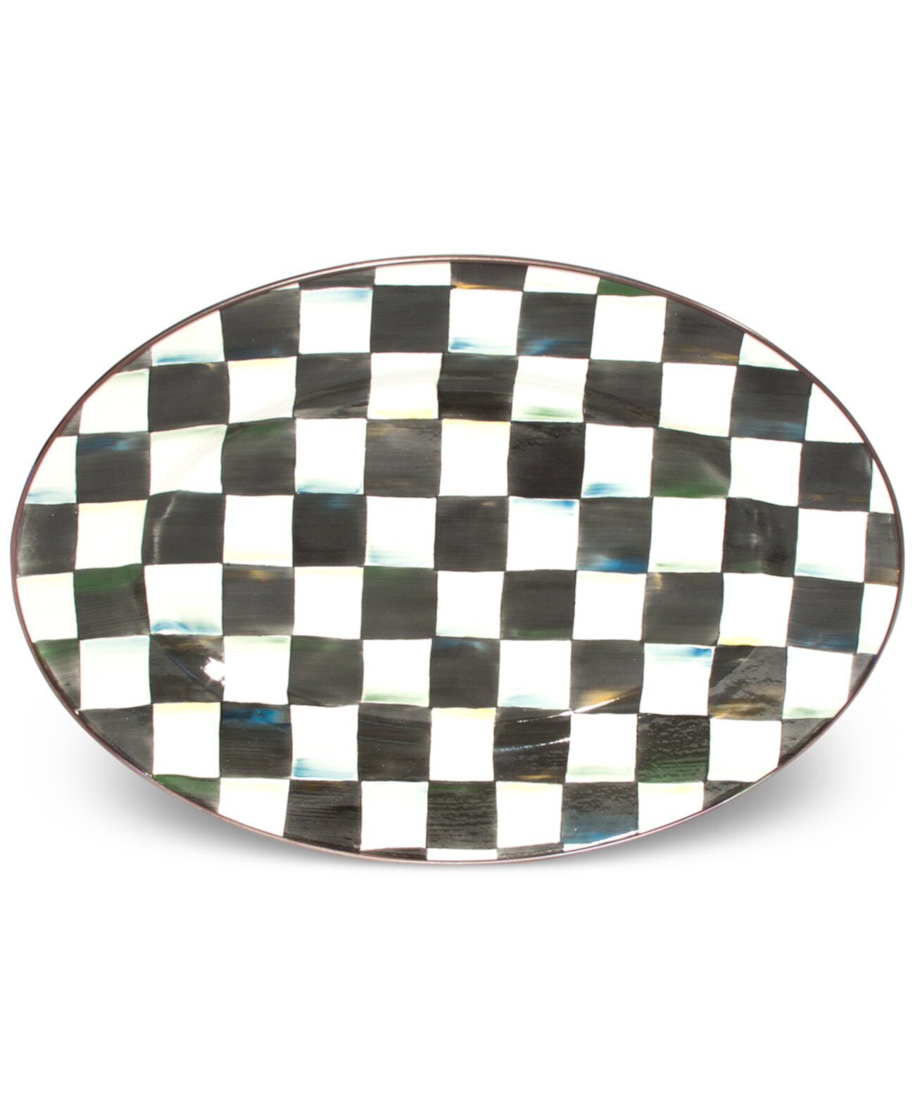 Courtly Check Enameled Steel Small Oval Platter MacKenzie-Childs