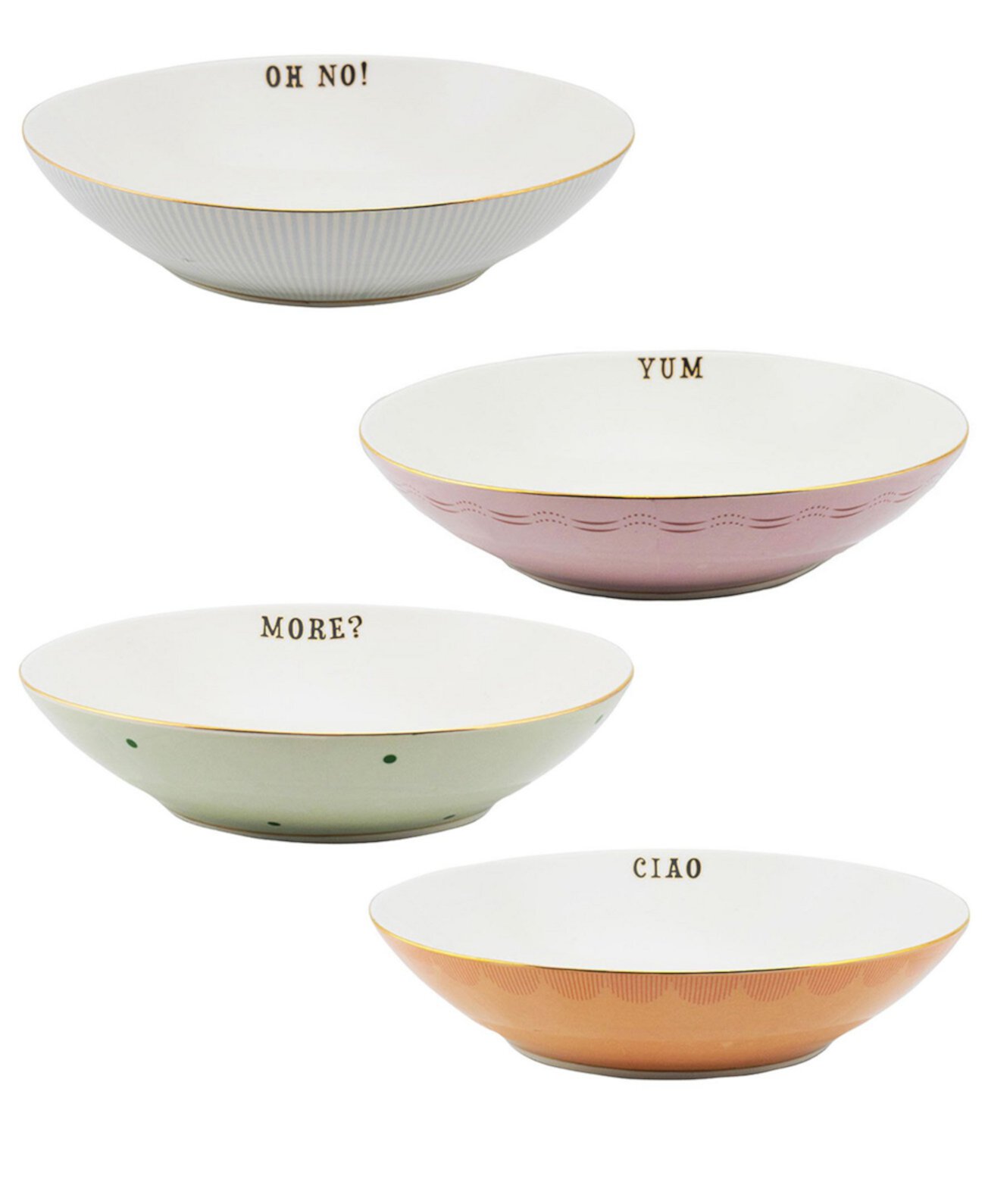 Slogan Pasta Bowls, Set of 4 Yvonne Ellen