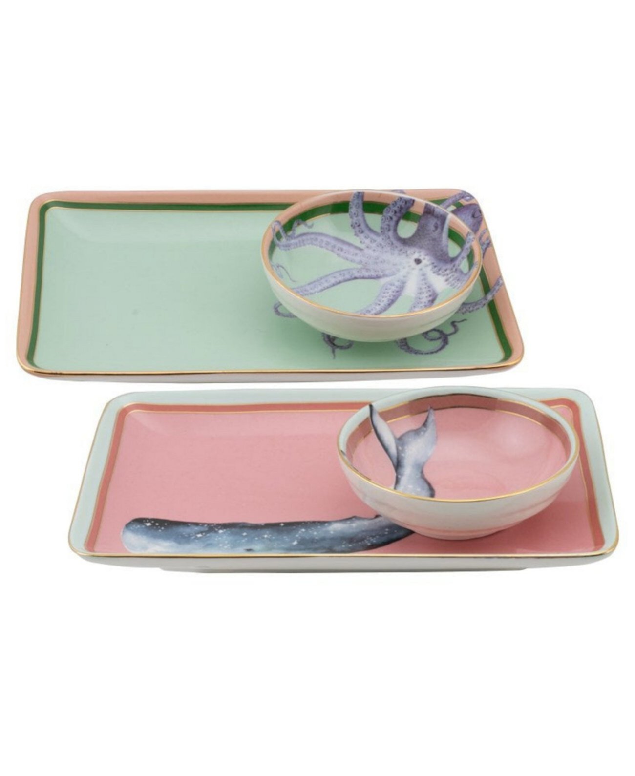 Under The Sea Sushi Plates with Dip Bowls, Set of 2 Yvonne Ellen