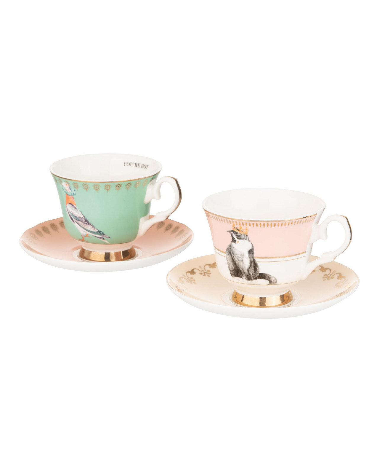 Best of British Teacup and Saucers, Set of 2 Yvonne Ellen