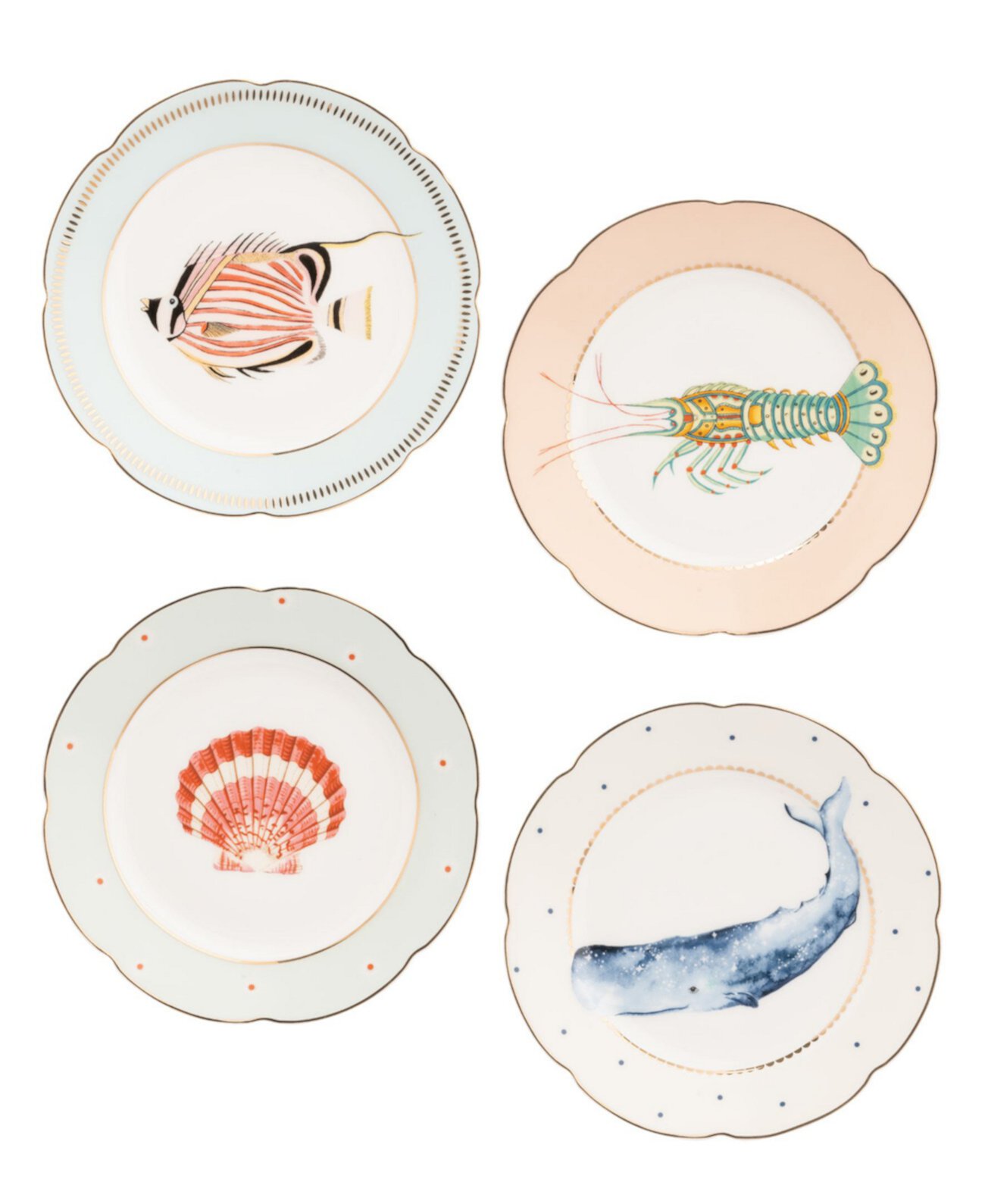 Fishy Tea Plates, Set of 4 Yvonne Ellen