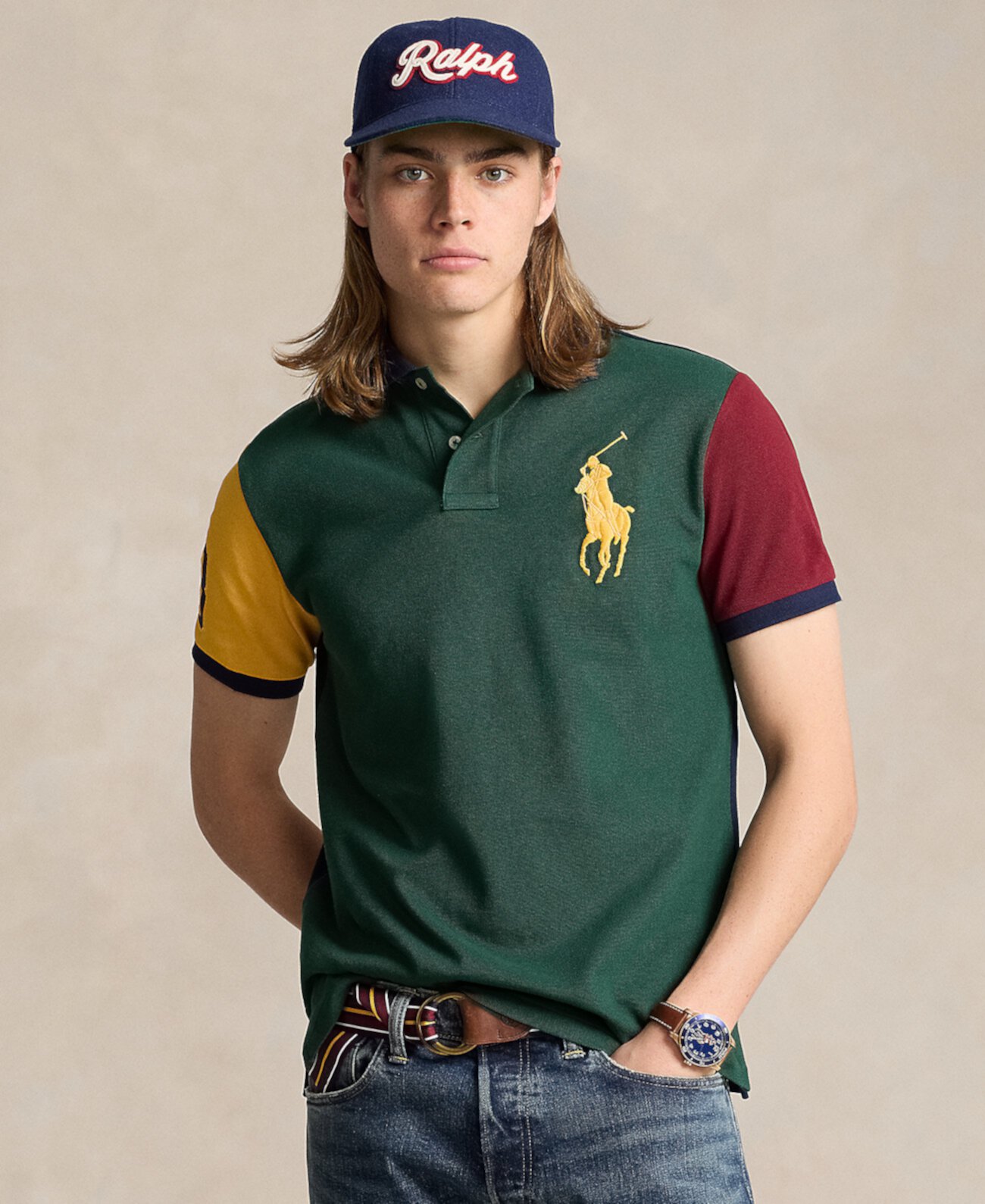 Мужская Повседневная рубашка Polo Ralph Lauren Custom Slim-Fit Big Pony Mesh Polo Ralph Lauren