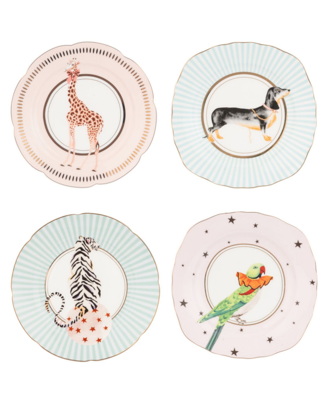 Animal Tea Plates, Set of 4 Yvonne Ellen