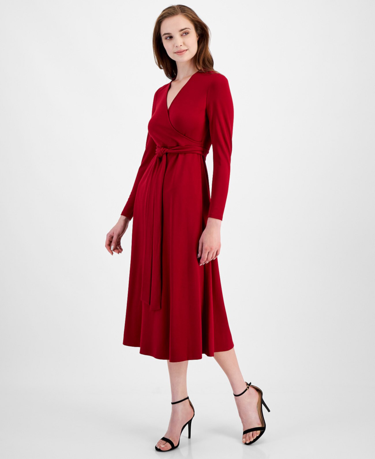 Женское Платье Anne Klein Serenity Faux-Wrap Midi Anne Klein