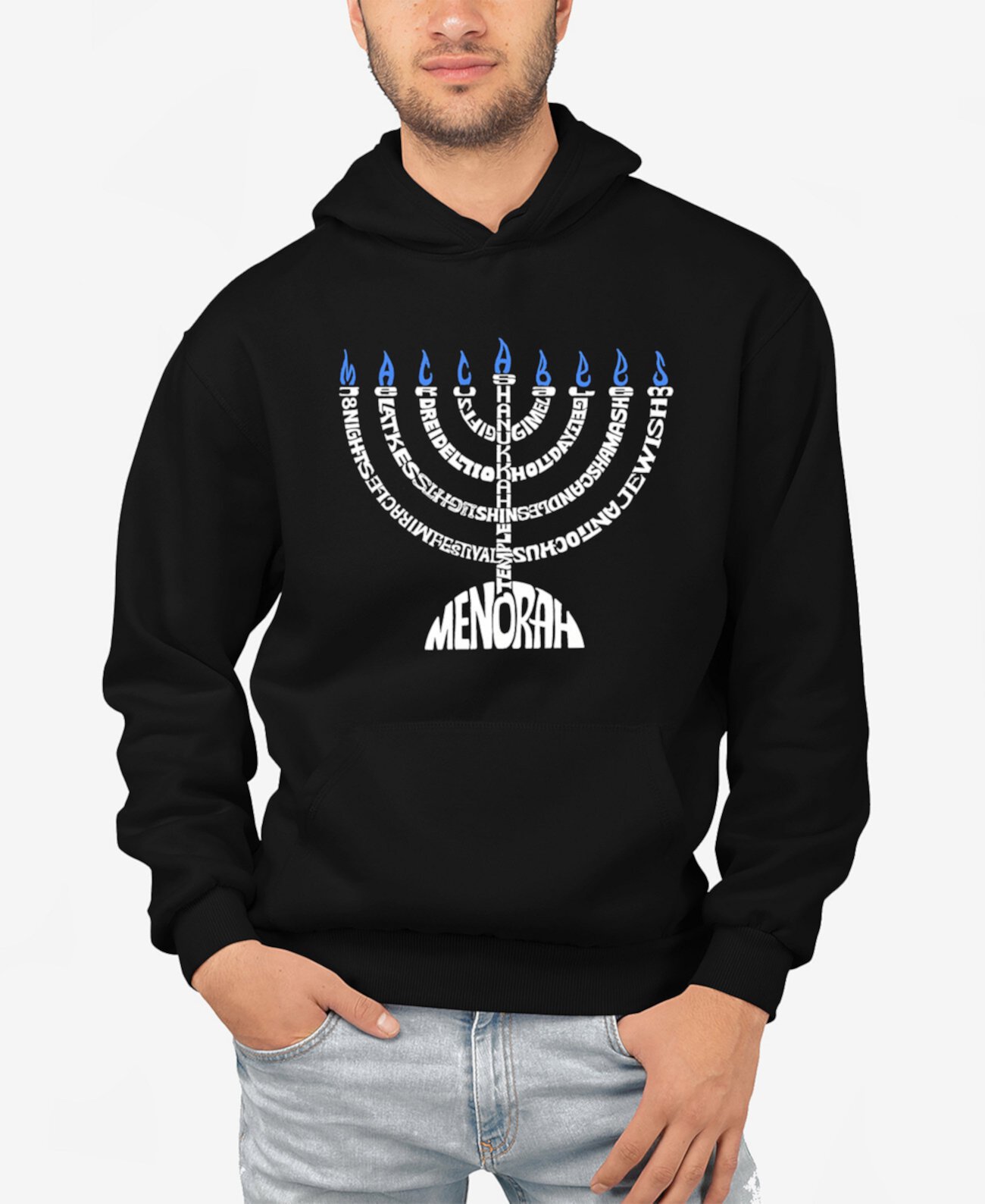 Мужская Толстовка LA Pop Art Menorah Word Art LA Pop Art