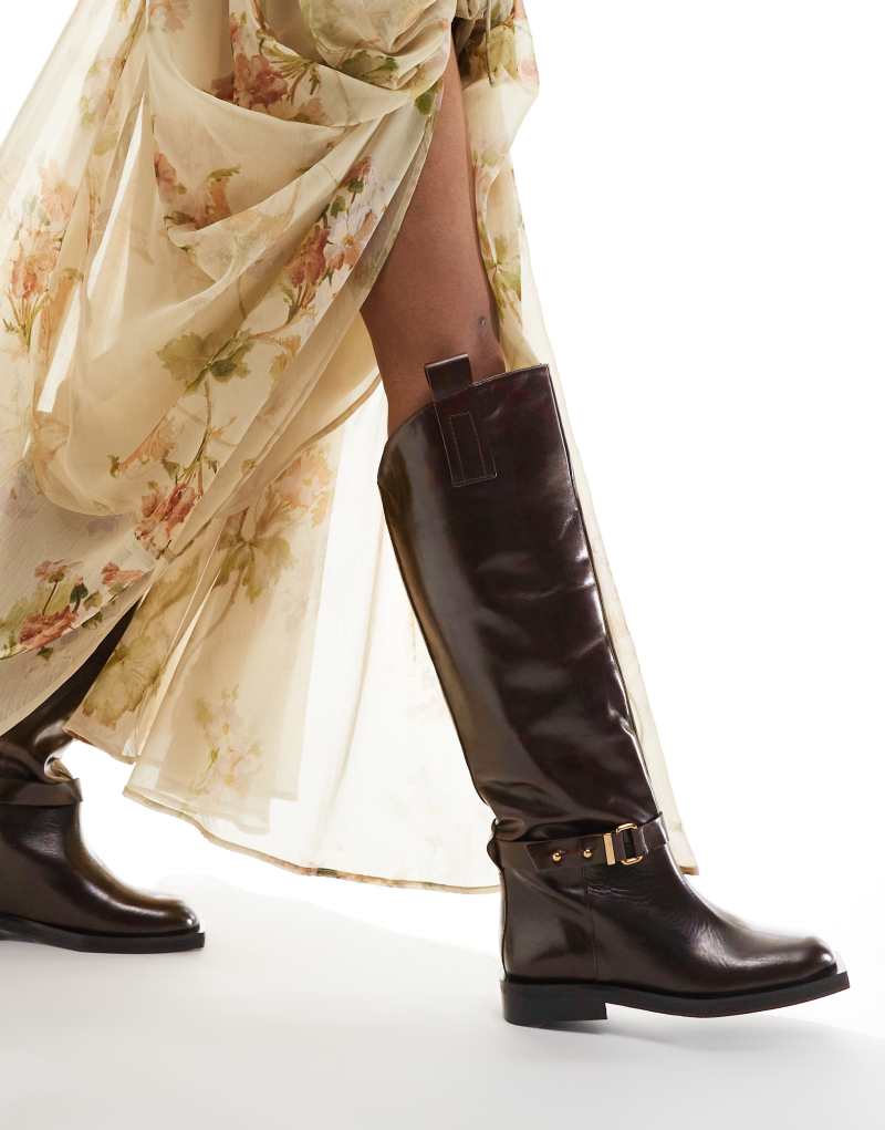 ASOS EDITION premium leather over the knee riding boots in brown ASOS DESIGN