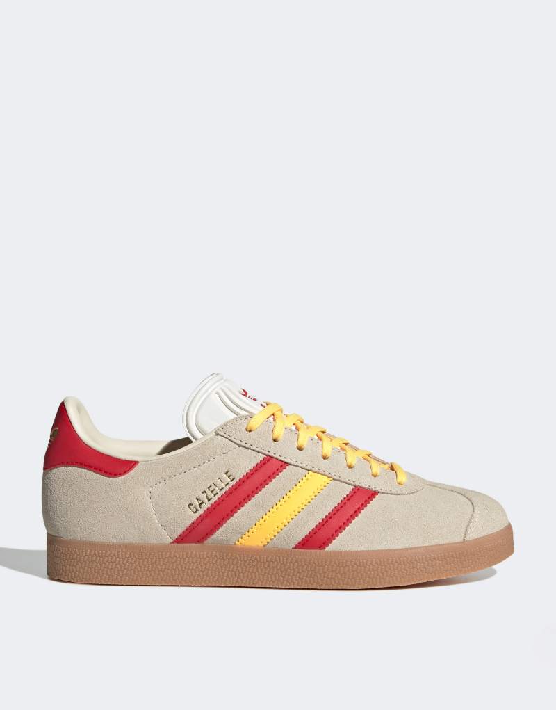 Женские Повседневные кроссовки Adidas Gazelle белые и красные Adidas