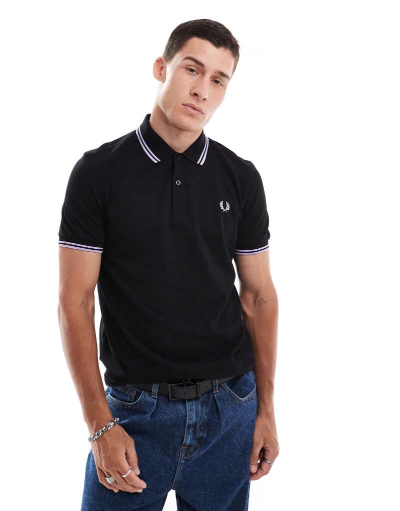 Черная рубашка поло Fred Perry с контрастной отделкой и вышивкой логотипа Fred Perry