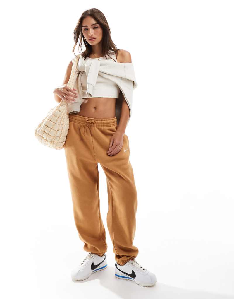 Nike Phoenix Fleece high waisted sweatpants in brown Jordan