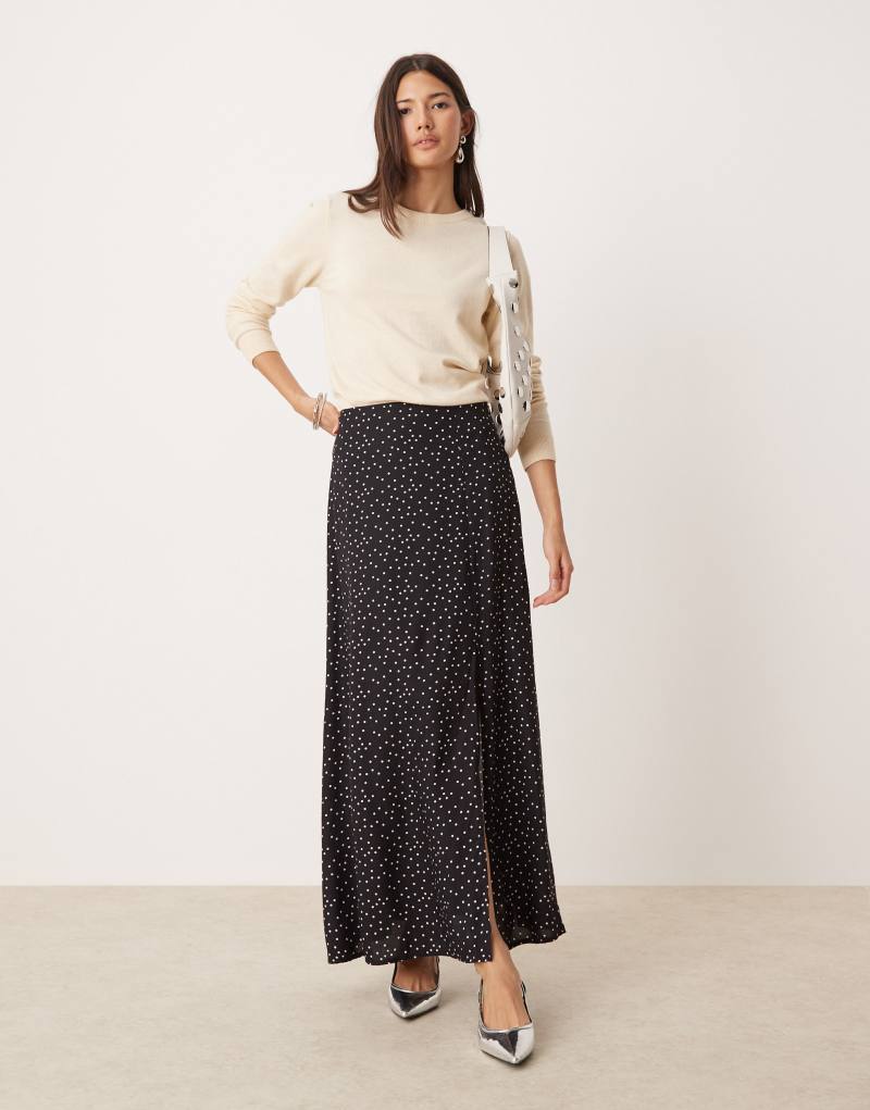 Miss Selfridge split leg slip maxi skirt in polka dot Miss Selfridge