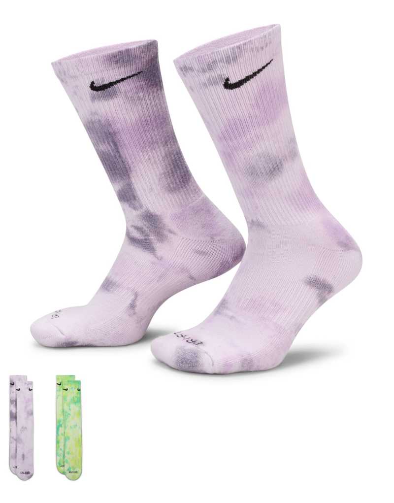 Мужские Носки Nike Everyday Plus Cushioned 2 комплекта с узором тай-дай в фиолетовом Nike