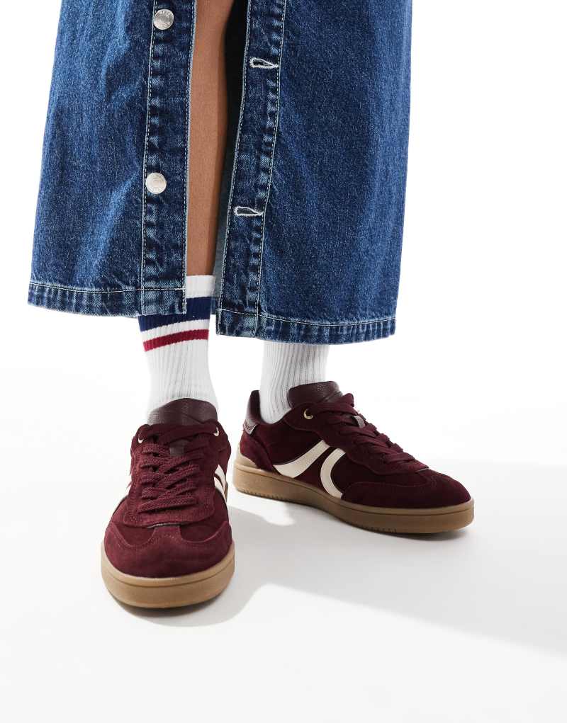 Stradivarius rubber sole sneakers in burgundy Stradivarius