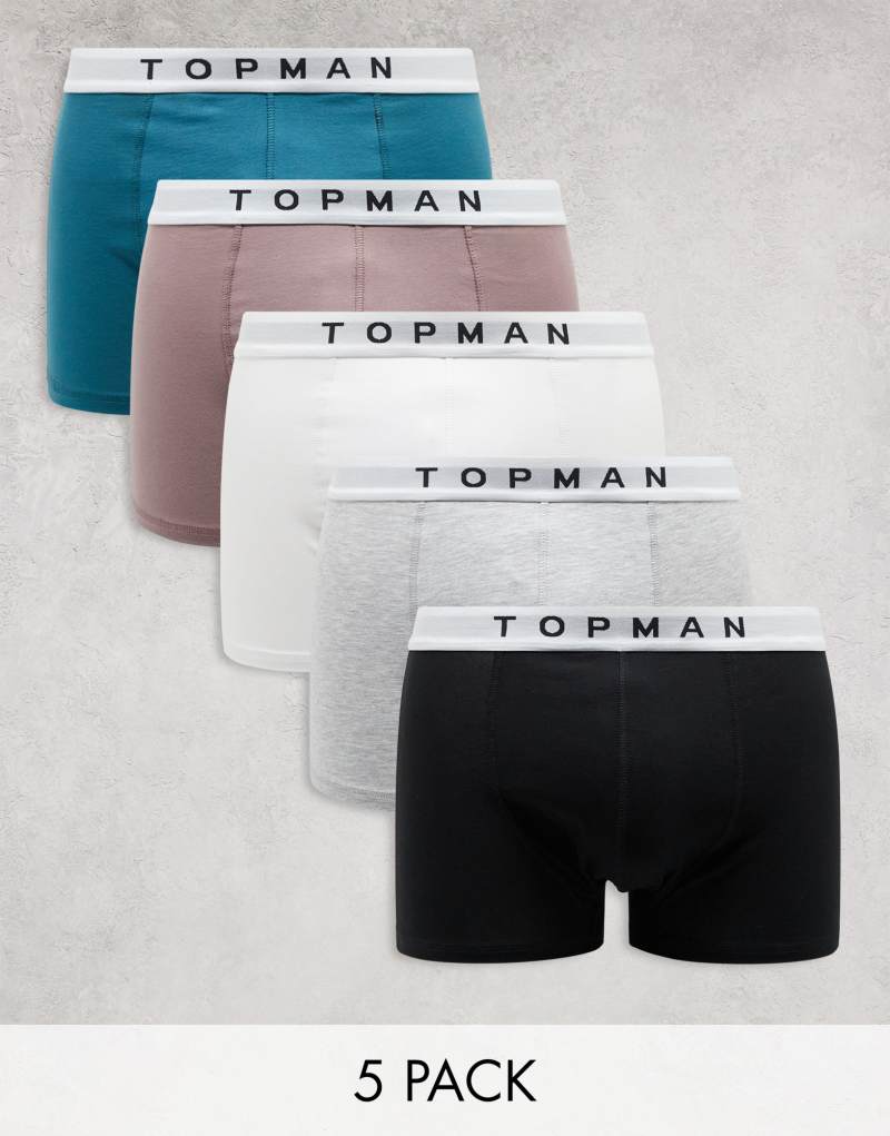 Мужские Боксеры TOPMAN 5 штук белые, серые, мальвовые, черные и изумрудные TOPMAN