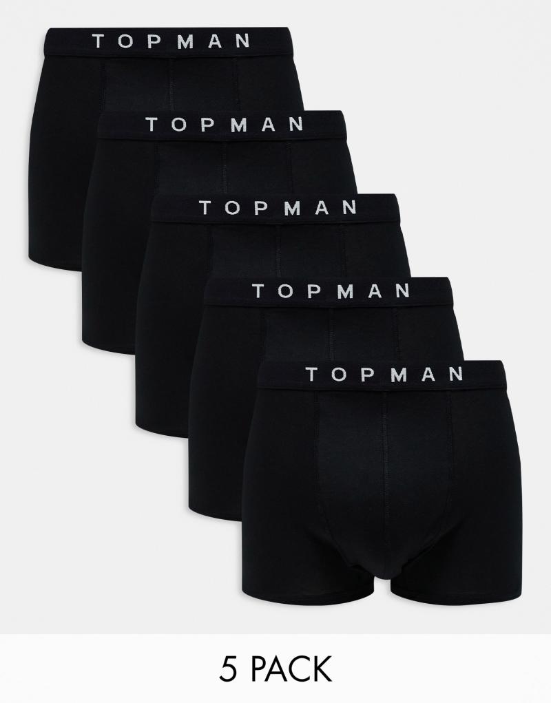 Мужские Боксеры Topman Пак из 5 штук черного цвета TOPMAN