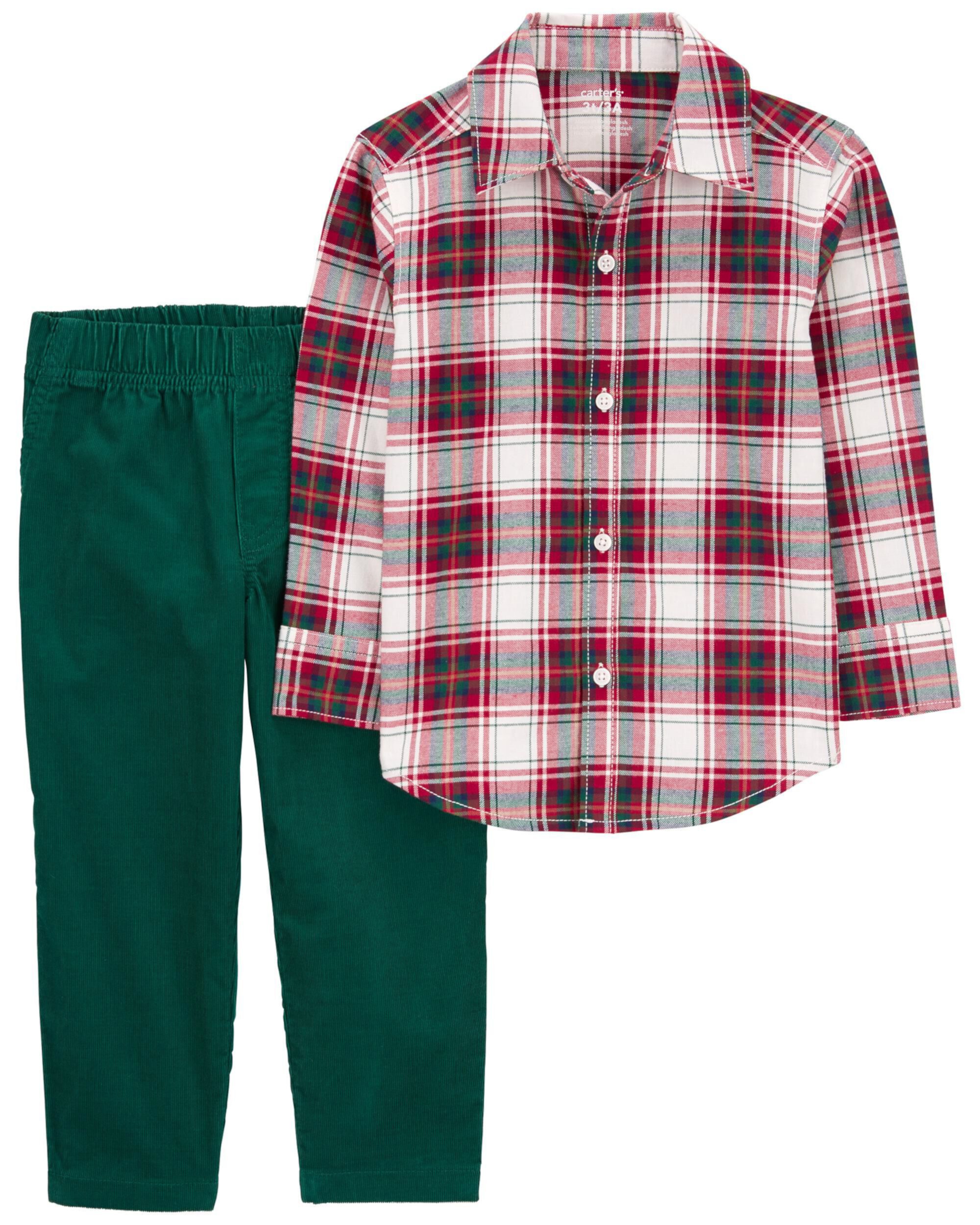 Детский Комплект Одежды Carter's Baby 2-Пiece Plaid Button-Down Shirt & Pull-On Corduroy Pant Set Carter's