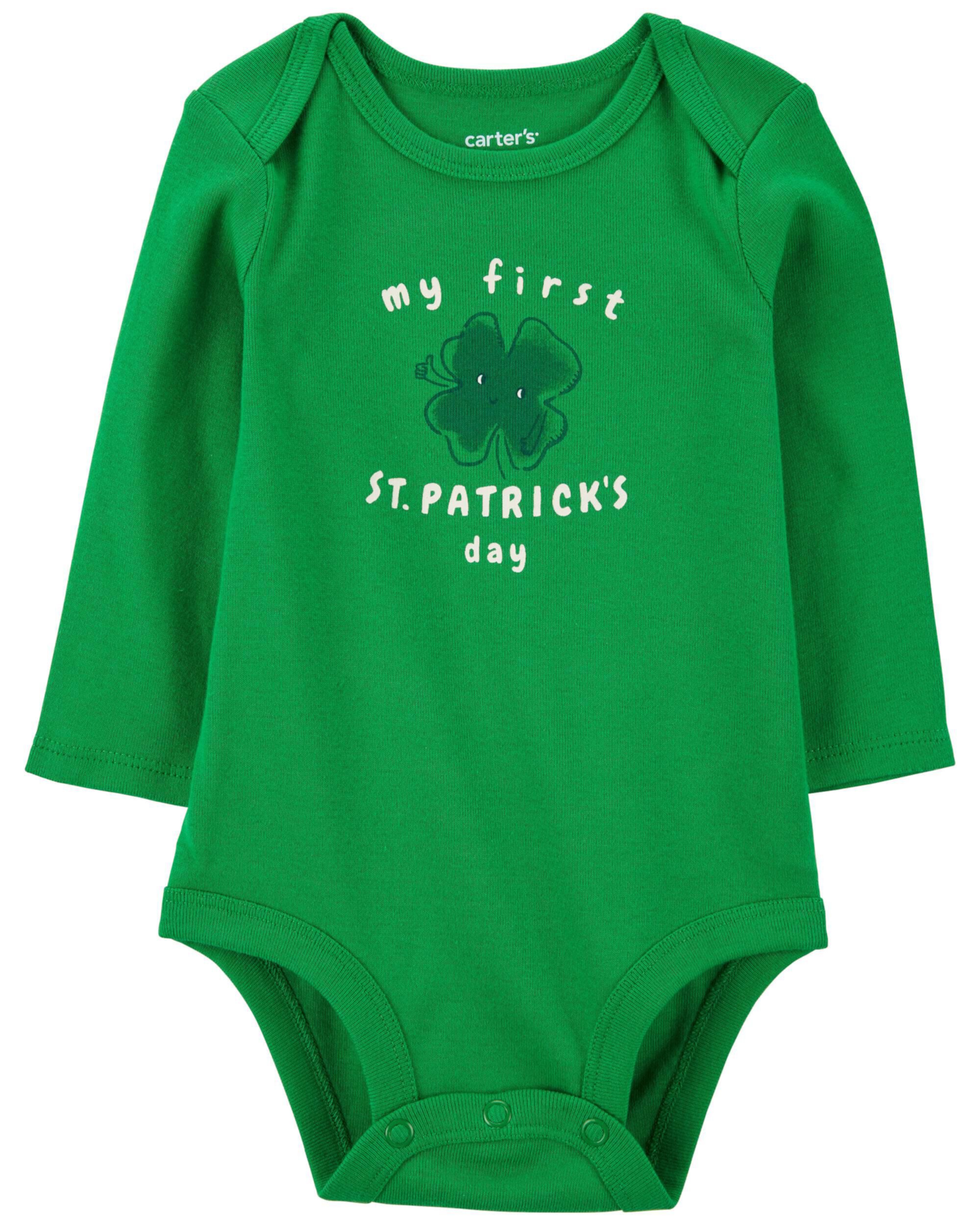 Детское Боди Carter's Baby St Patrick's Day Ribbed Long-Sleeve - Зеленый Carter's