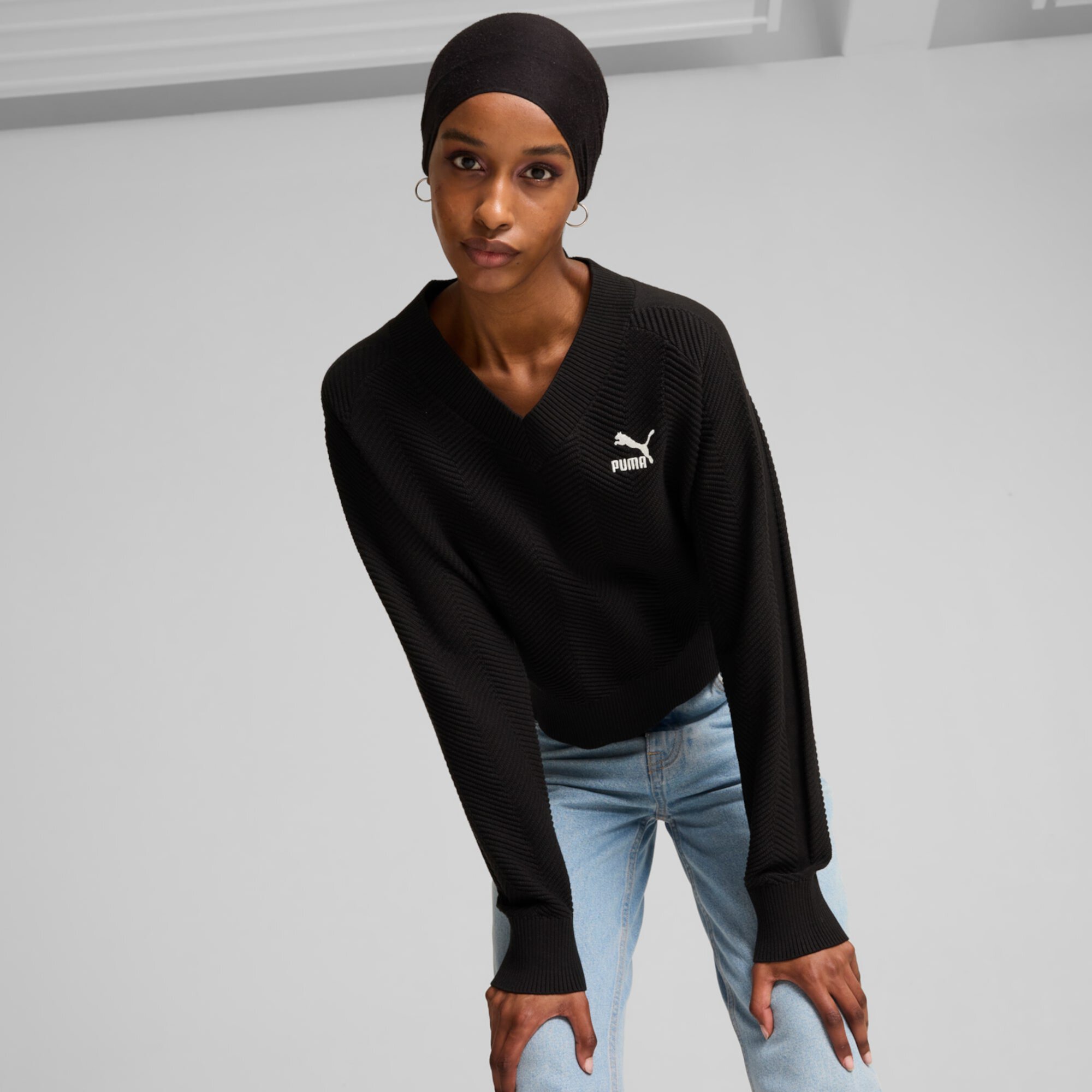 T7 Knitted V-Neck Crew Women PUMA