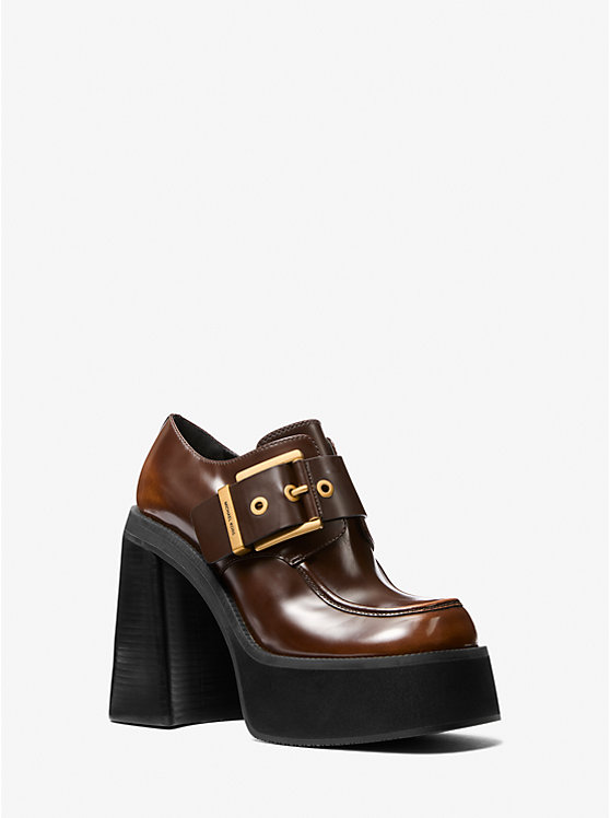 Colby Burnished Leather Platform Loafer Michael Kors