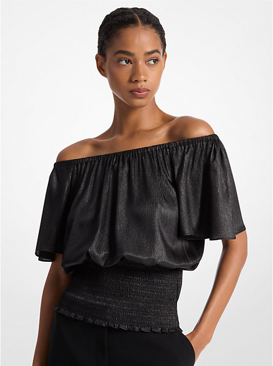 Женский Топы на бретелях Michael Kors Crinkled Satin Off-The-Shoulder Michael Kors